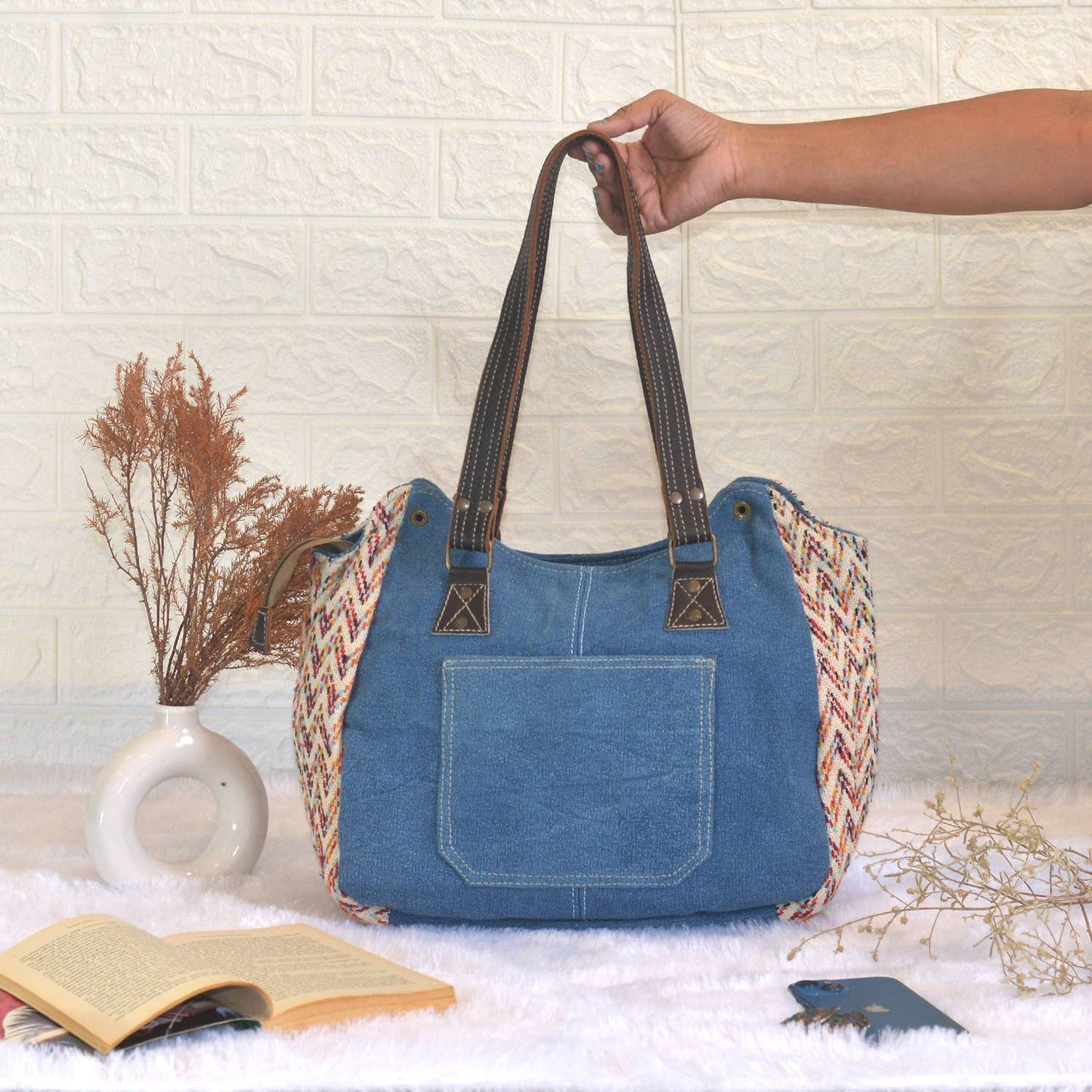 Rihu Messenger Denim Bag
