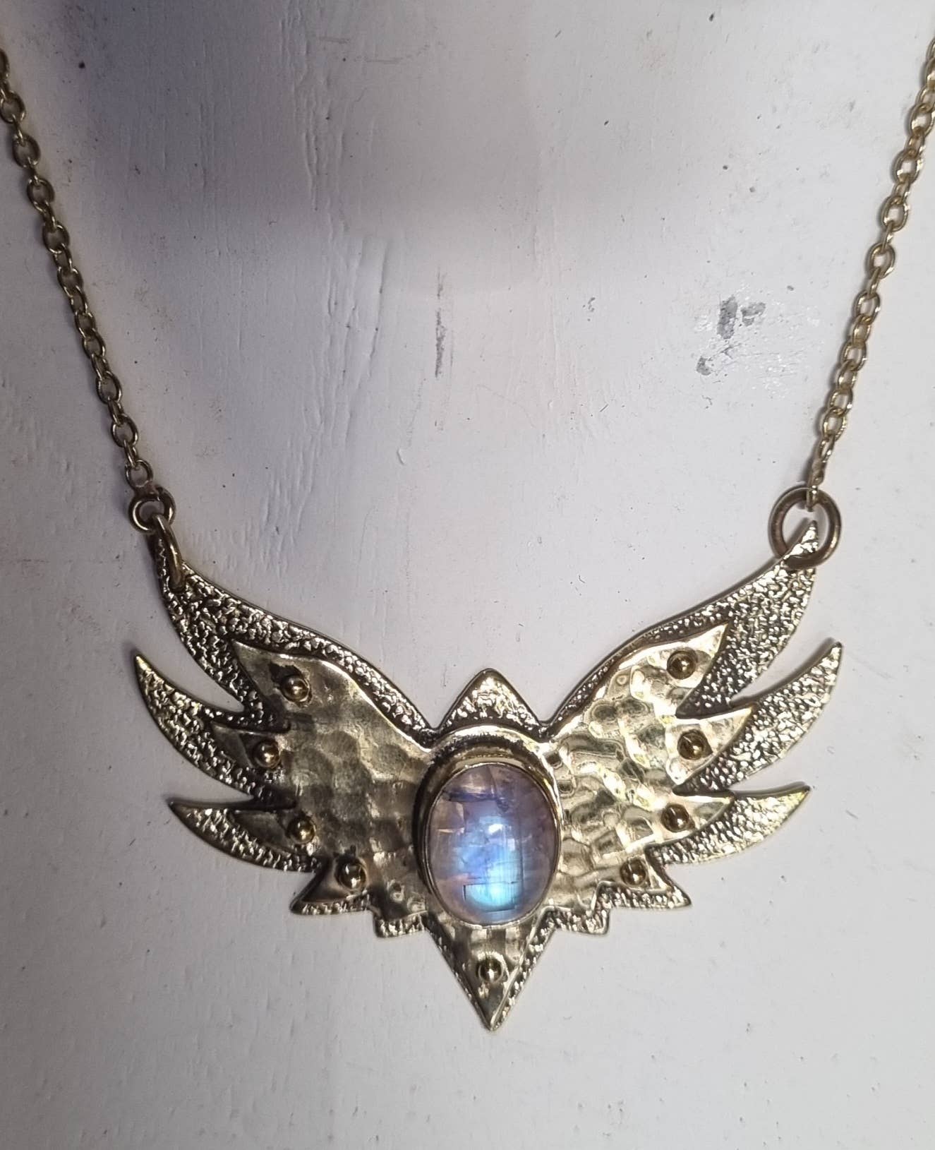 Brass Winged Pendant with Moonstone