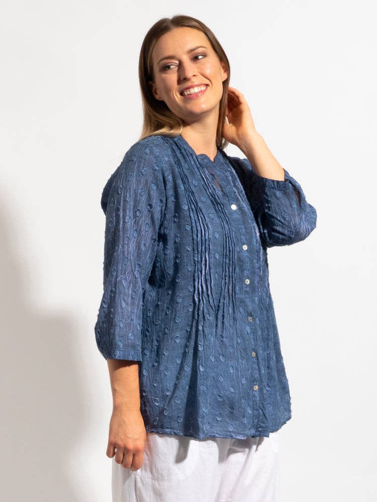 Mozaic Yamba Top In Denim Wash T133