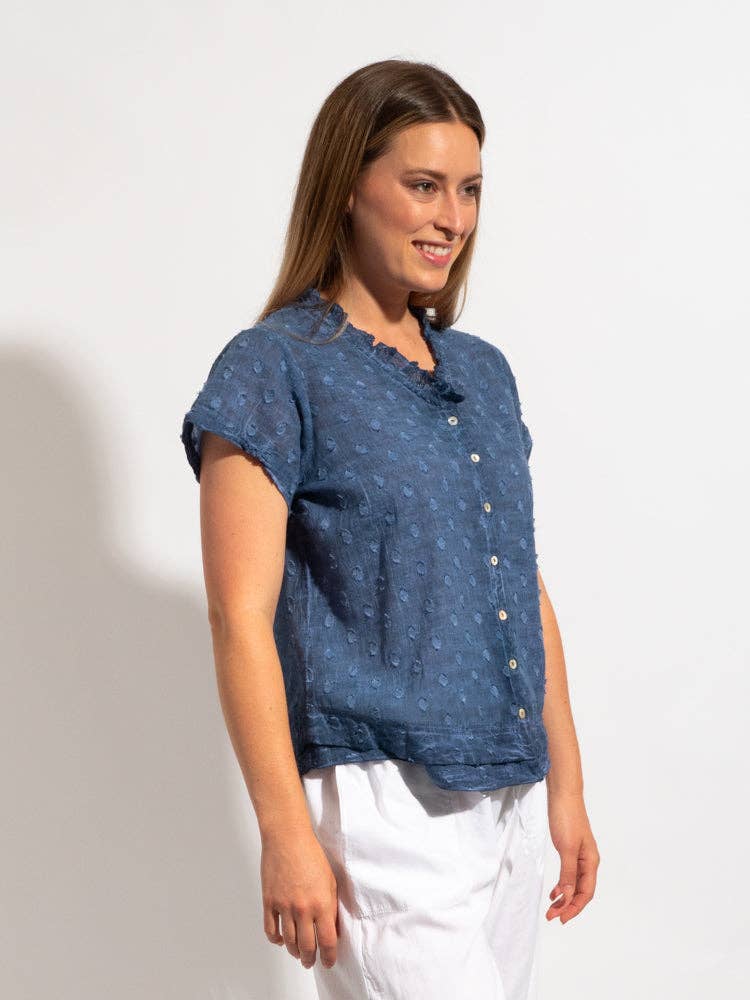Capricorn Cotton Shirt In Denim Blue Wash