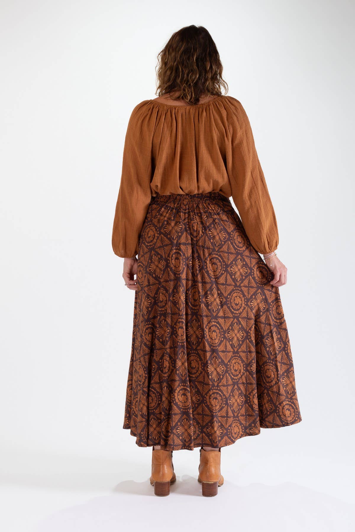 SANDY A-LINE MAXI SKIRT - CARAMEL
