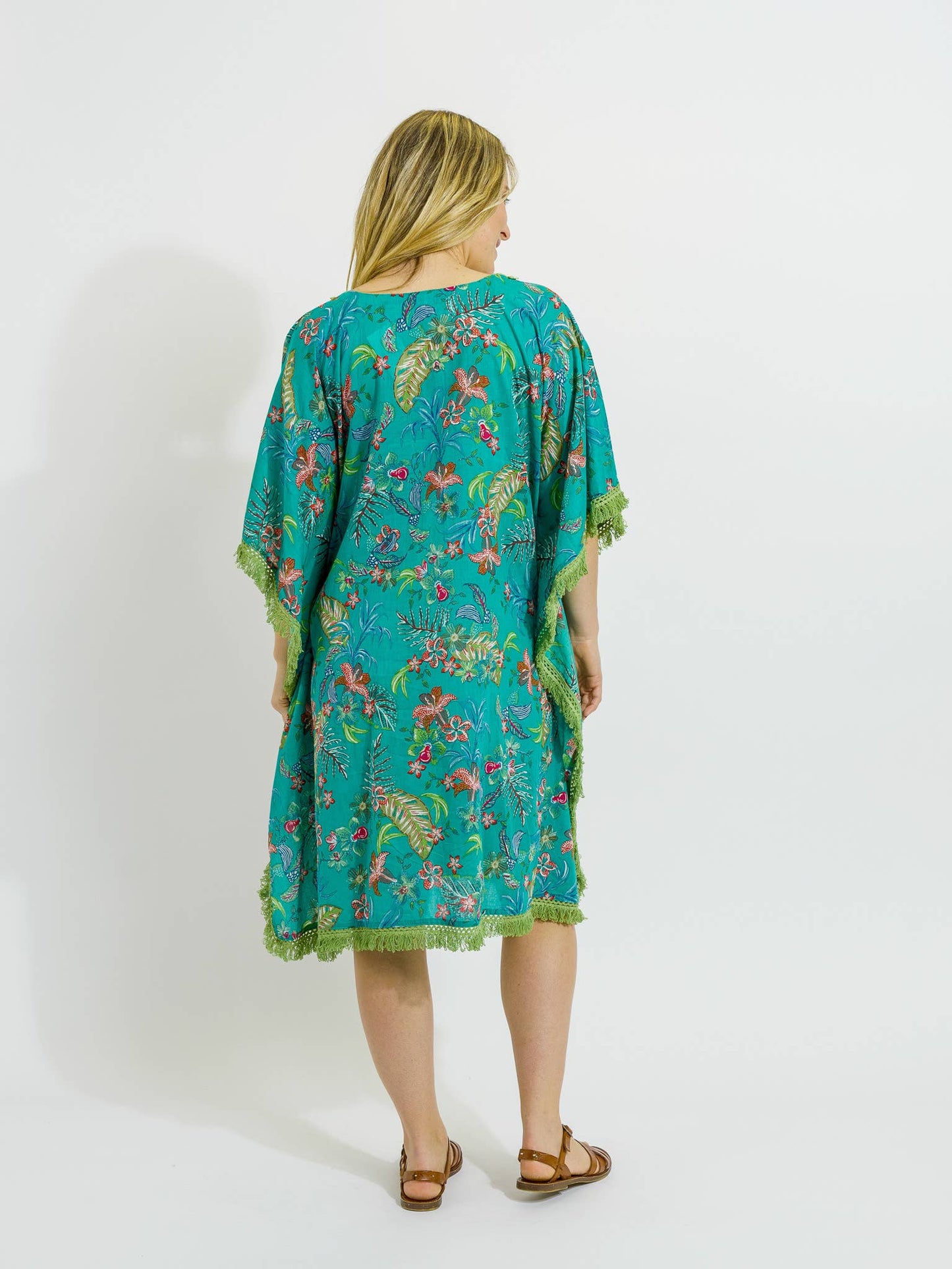 Bedarra Kaftan in Green Garden D281