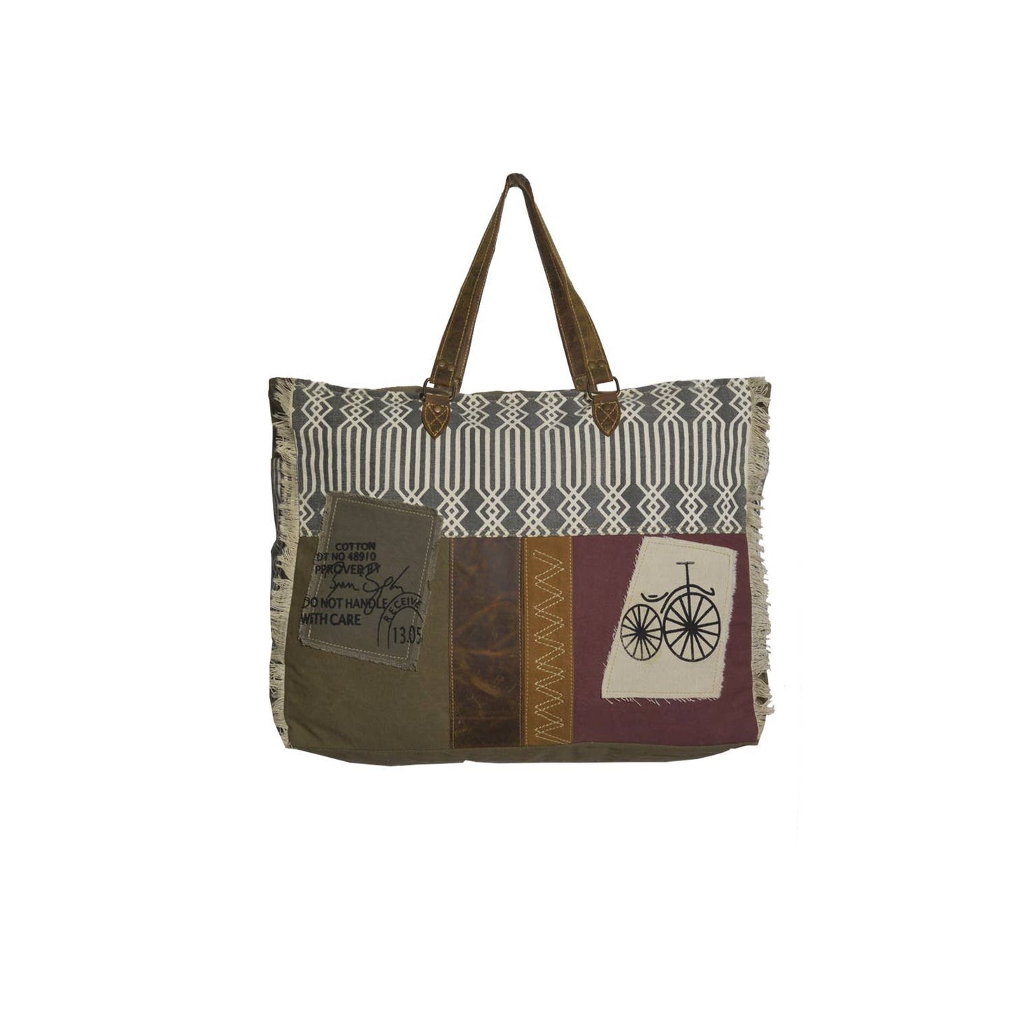 Upcycled Canvas & Leather Women City Swagger Weekender Bag