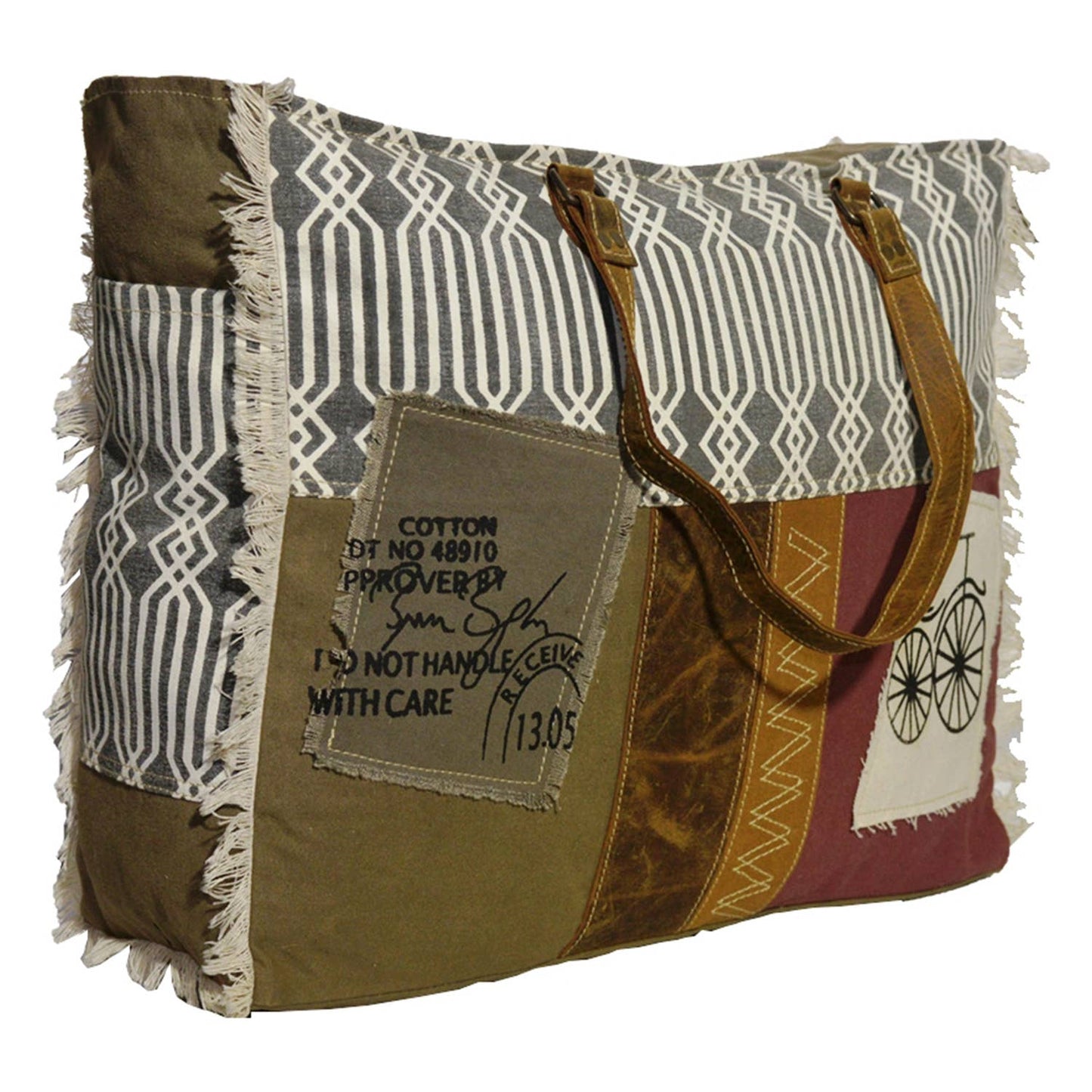 Upcycled Canvas & Leather Women City Swagger Weekender Bag