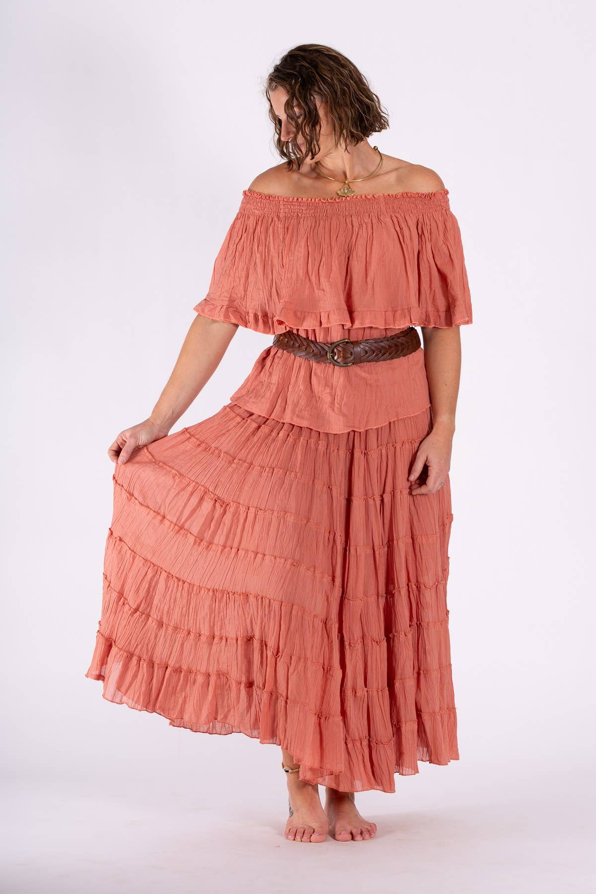TIERED CHEESECLOTH COTTON GYPSY SKIRT