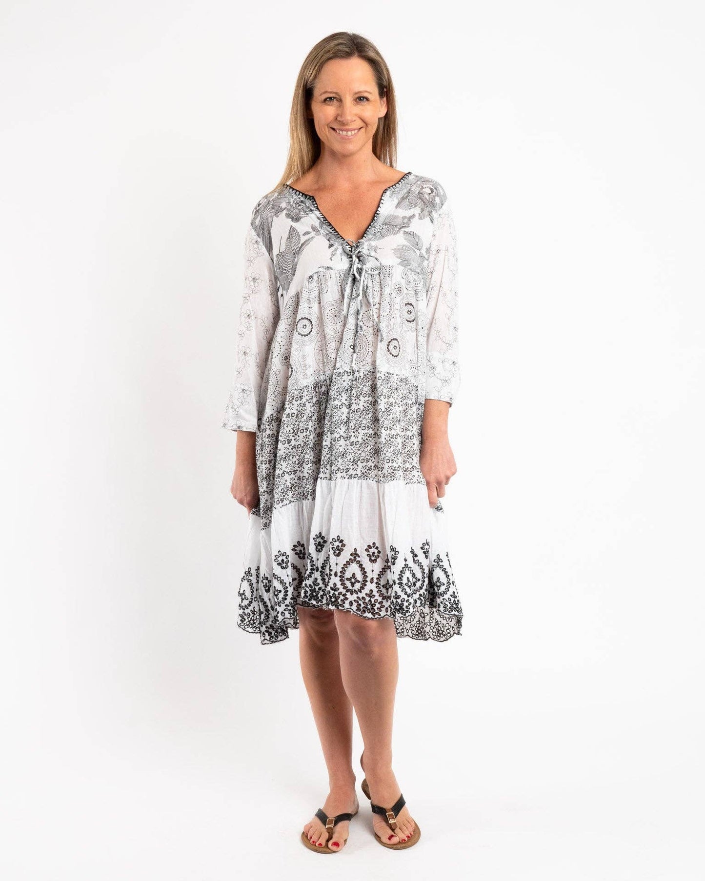 Gypsy Style Black And White Panel Dress
