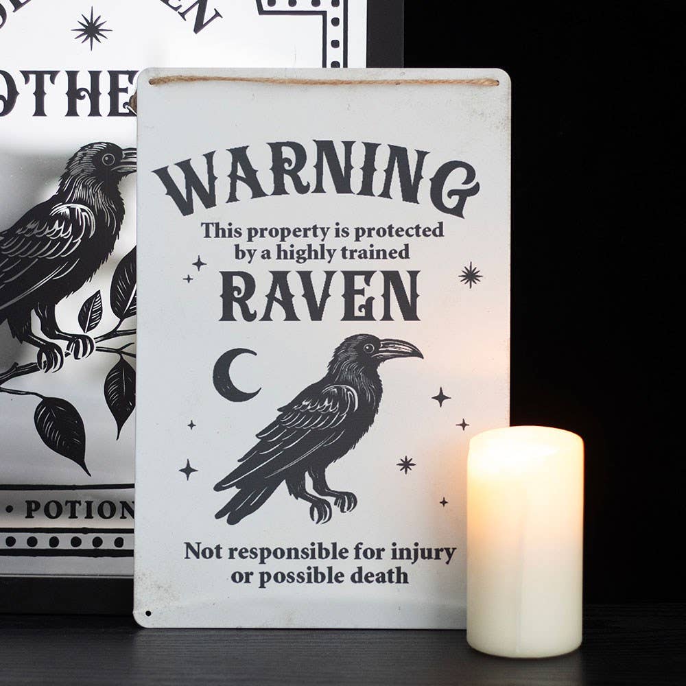 Protected by a Raven Hanging Sign