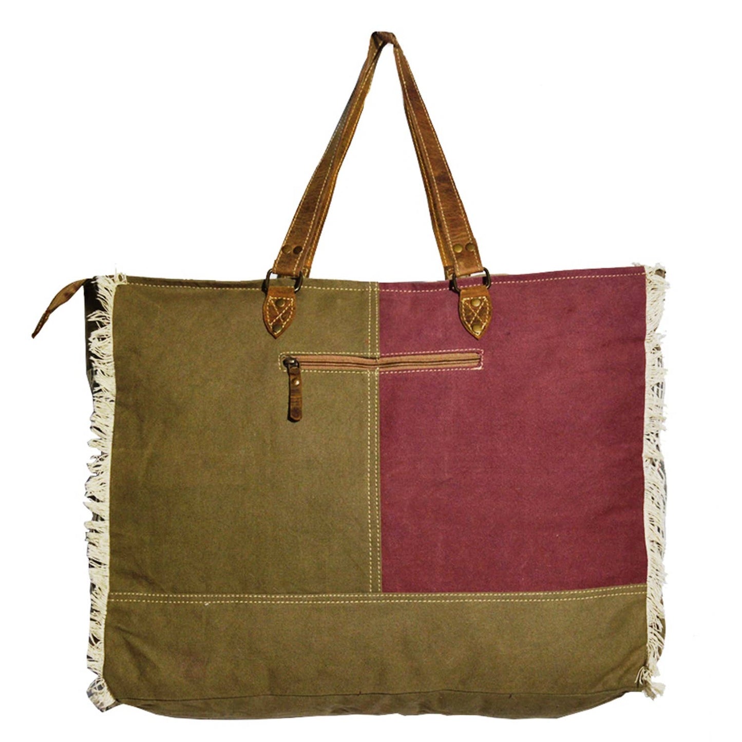 Upcycled Canvas & Leather Women City Swagger Weekender Bag