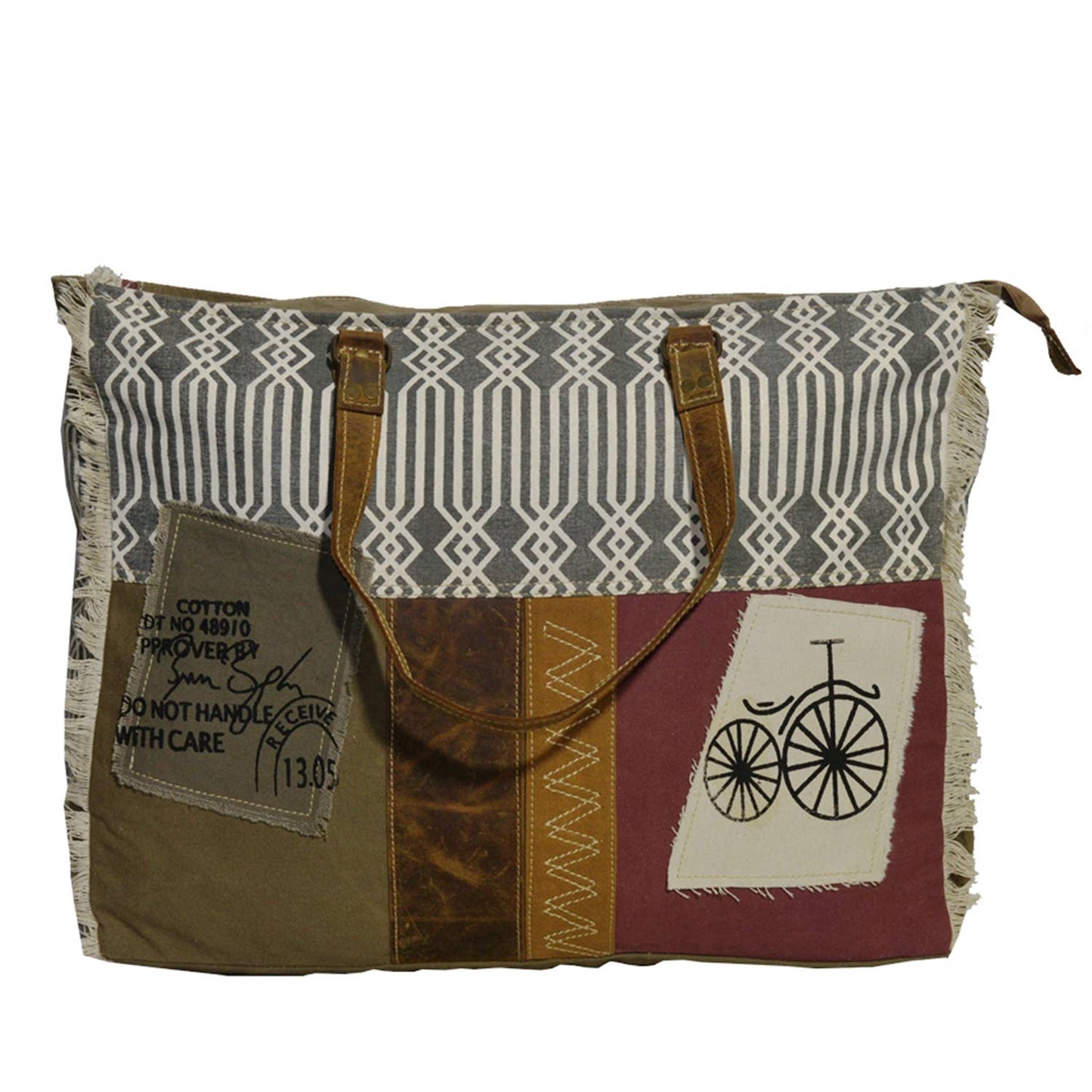 Upcycled Canvas & Leather Women City Swagger Weekender Bag