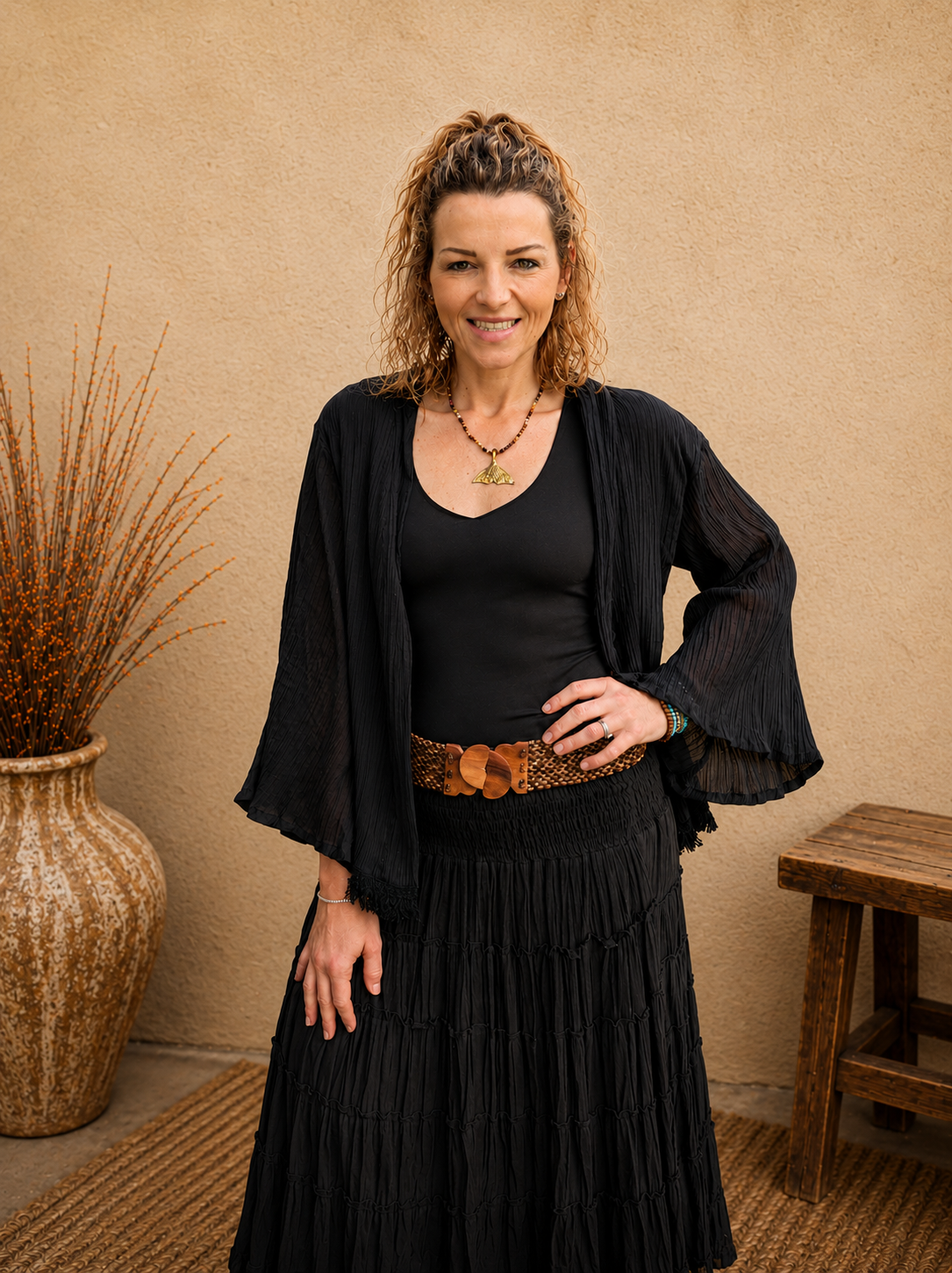 Boho Crinkle Cotton Jacket Black