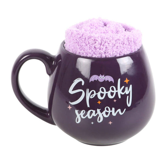Spooky Season Ceramic Rounded Mug And Socks Set