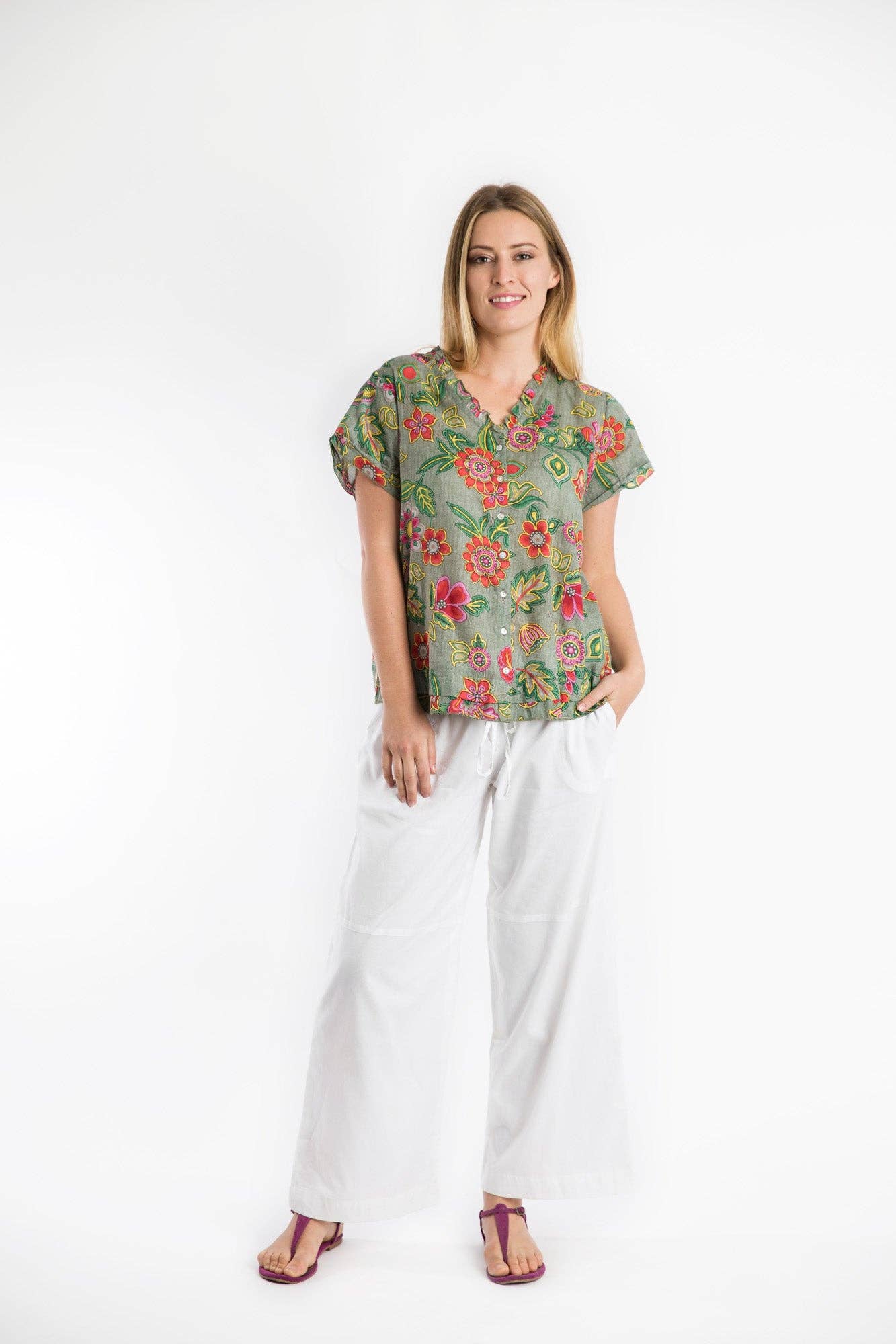 Capricorn Shirt In Olive Floral