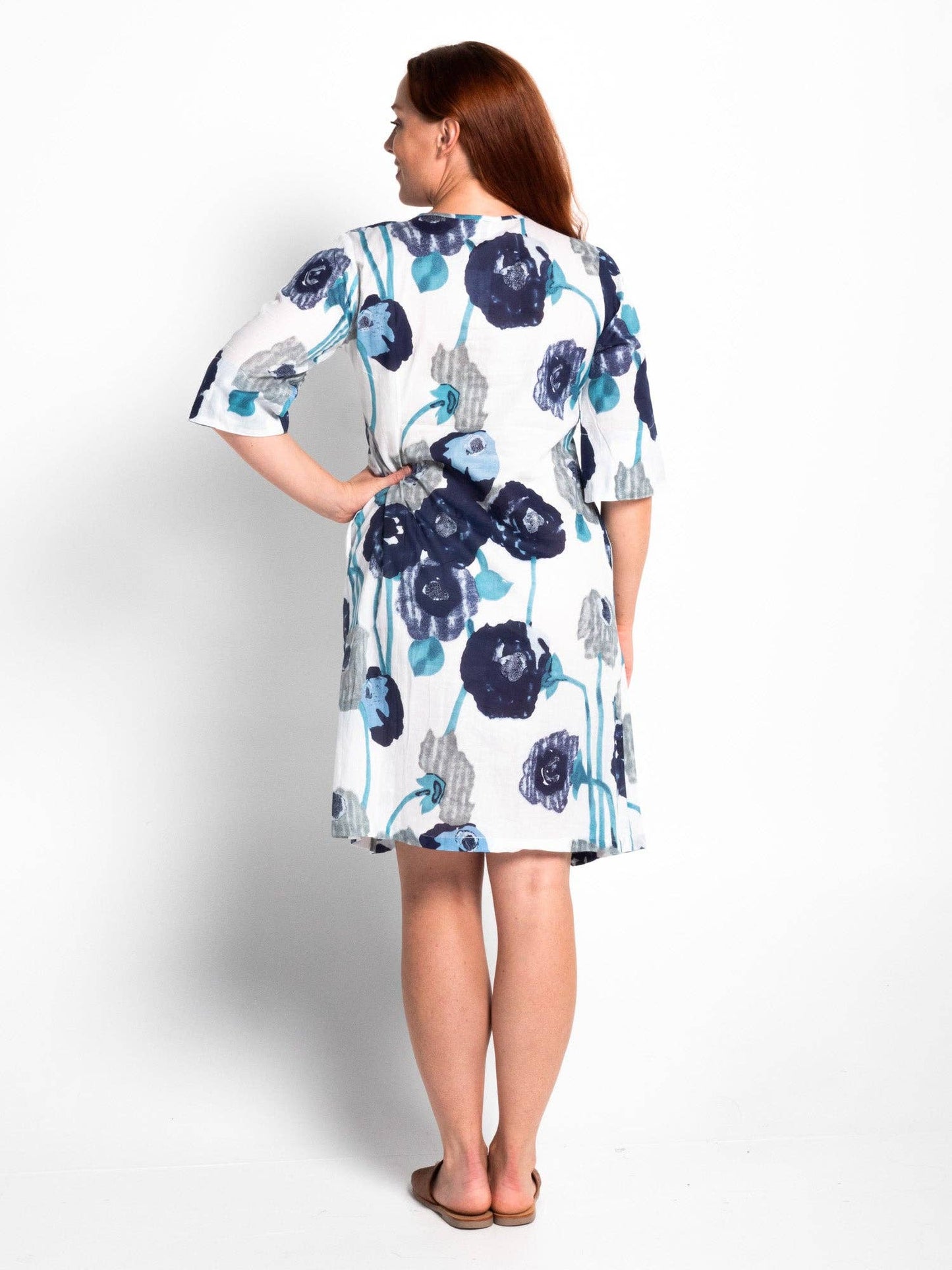 Heron Dress In Blue Poppies