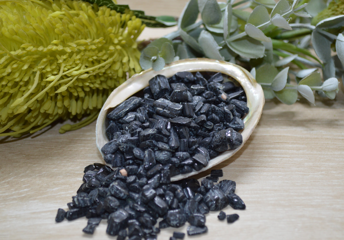 Black Tourmaline Crystal Chips -100g