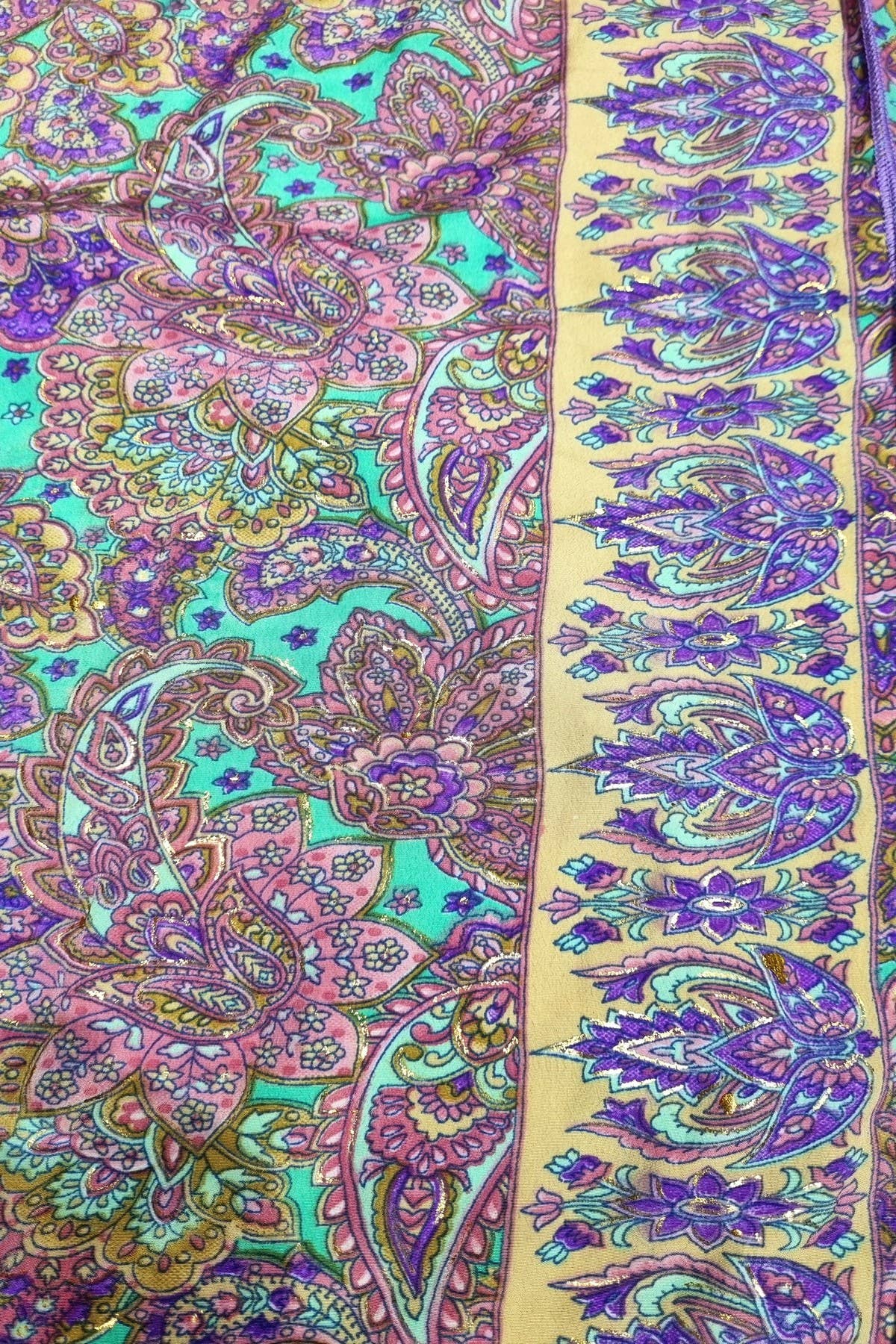 SILK WRAP AROUND DRESS - PURPLE/GOLD