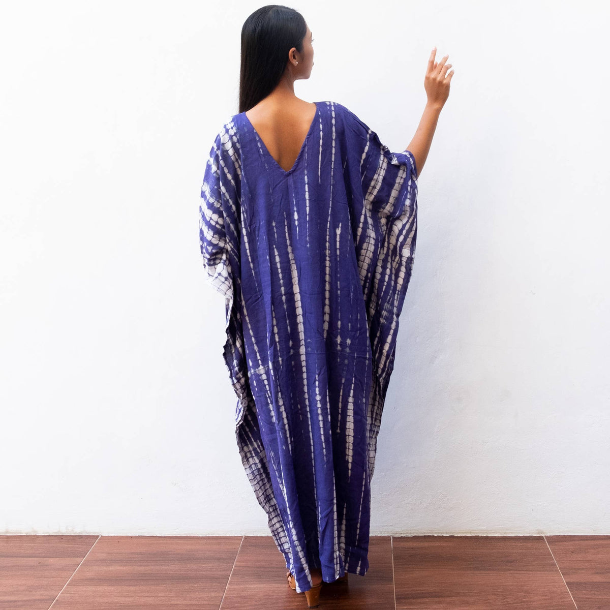 Tie Dye Kaftan Dress (Violet Blue) Beach Lounge Resort Wear
