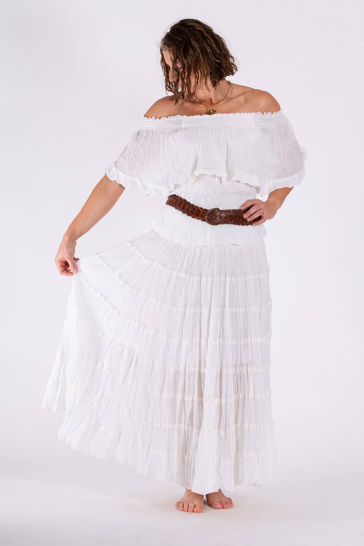 TIERED CHEESECLOTH COTTON GYPSY SKIRT