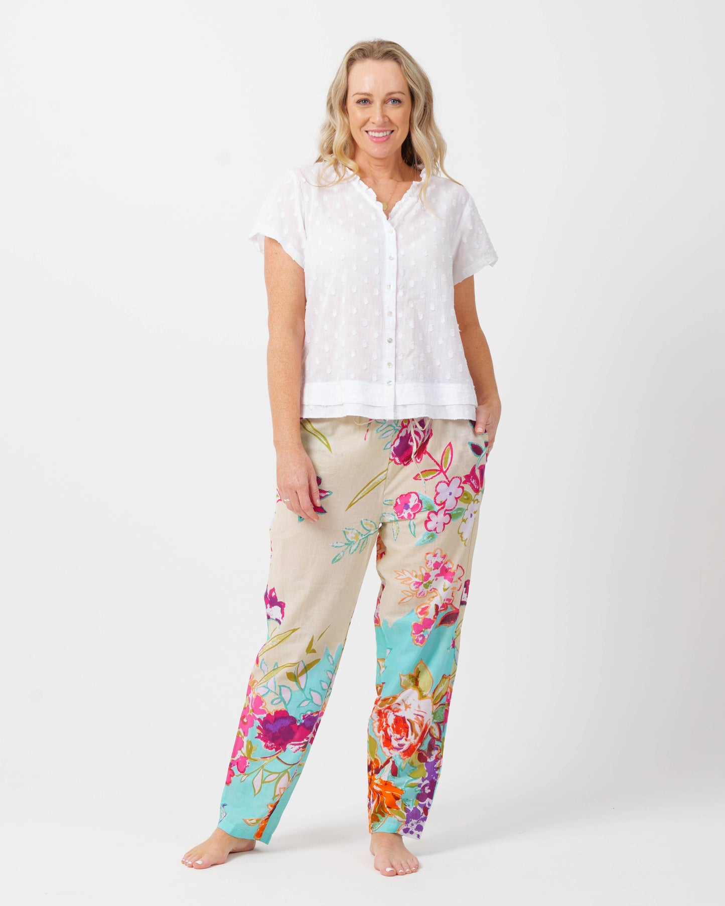 Chilli Pants In Turquoise Cream