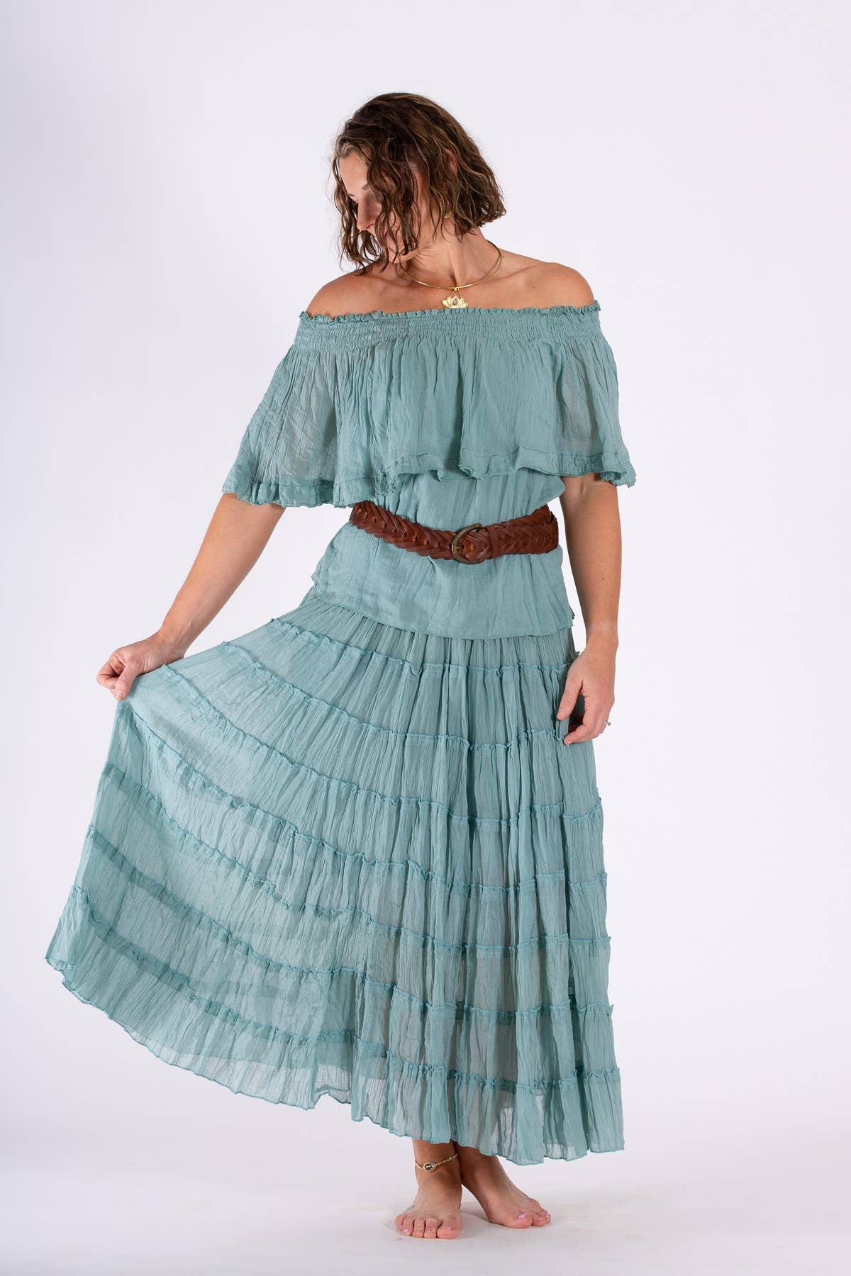 TIERED CHEESECLOTH COTTON GYPSY SKIRT