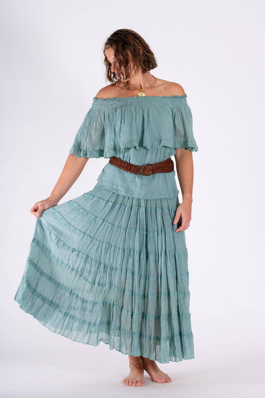 TIERED CHEESECLOTH COTTON GYPSY SKIRT