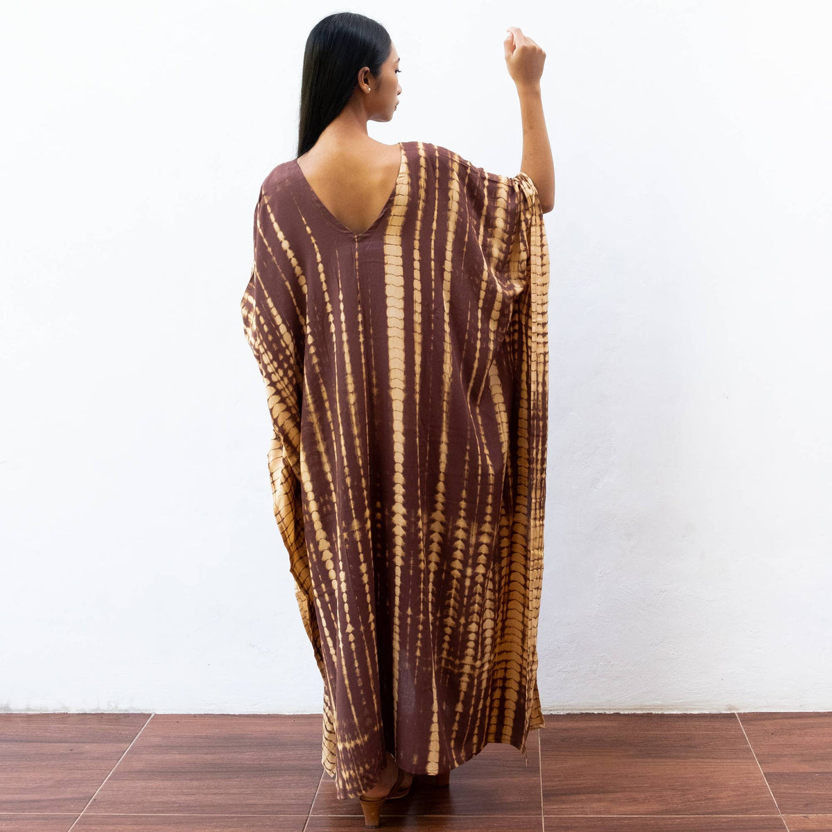 Tie Dye Kaftan Dress (Brown Gold) Beach Lounge Resort Wear