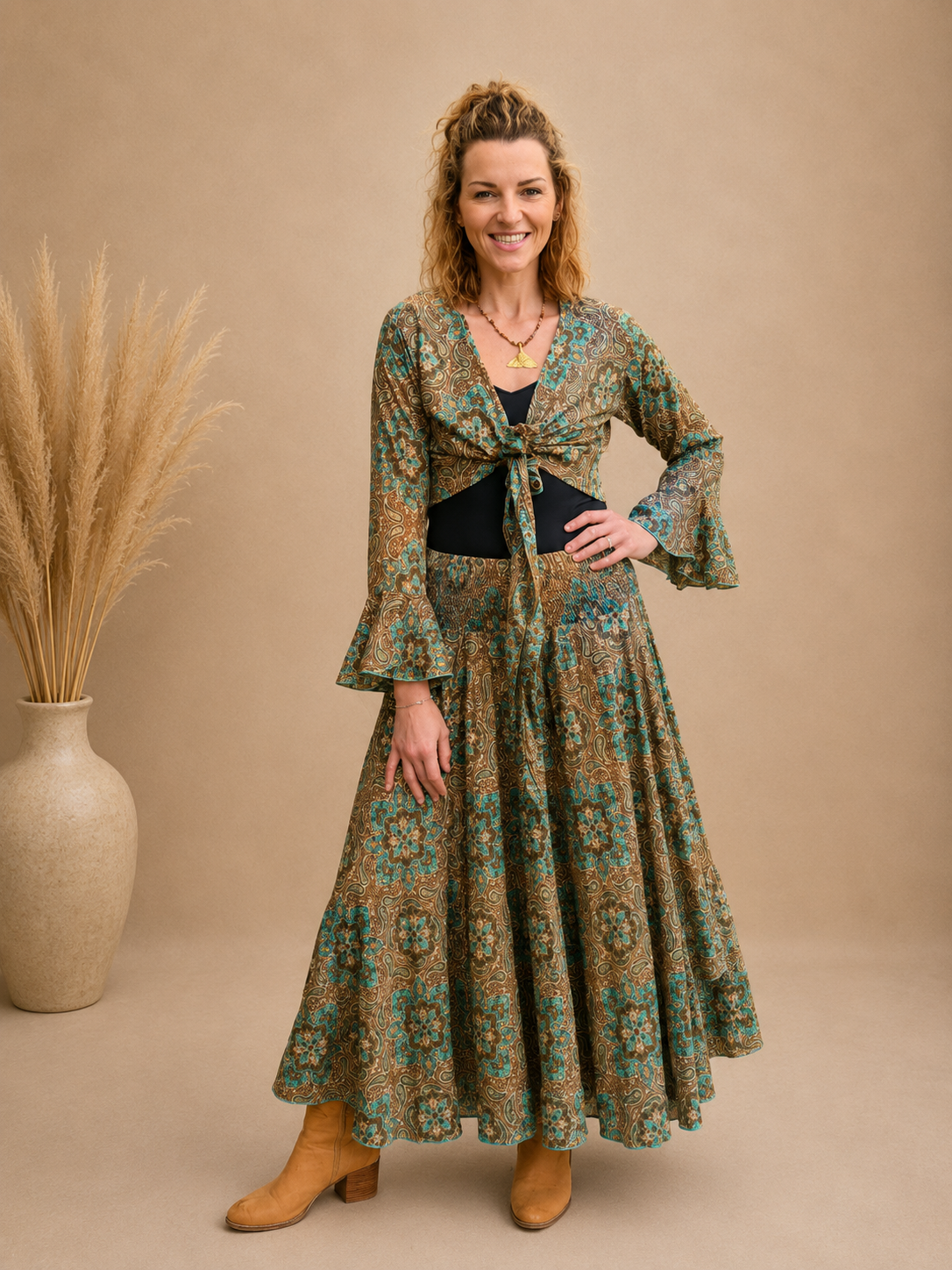 Silk Blend Wide-Leg Pants