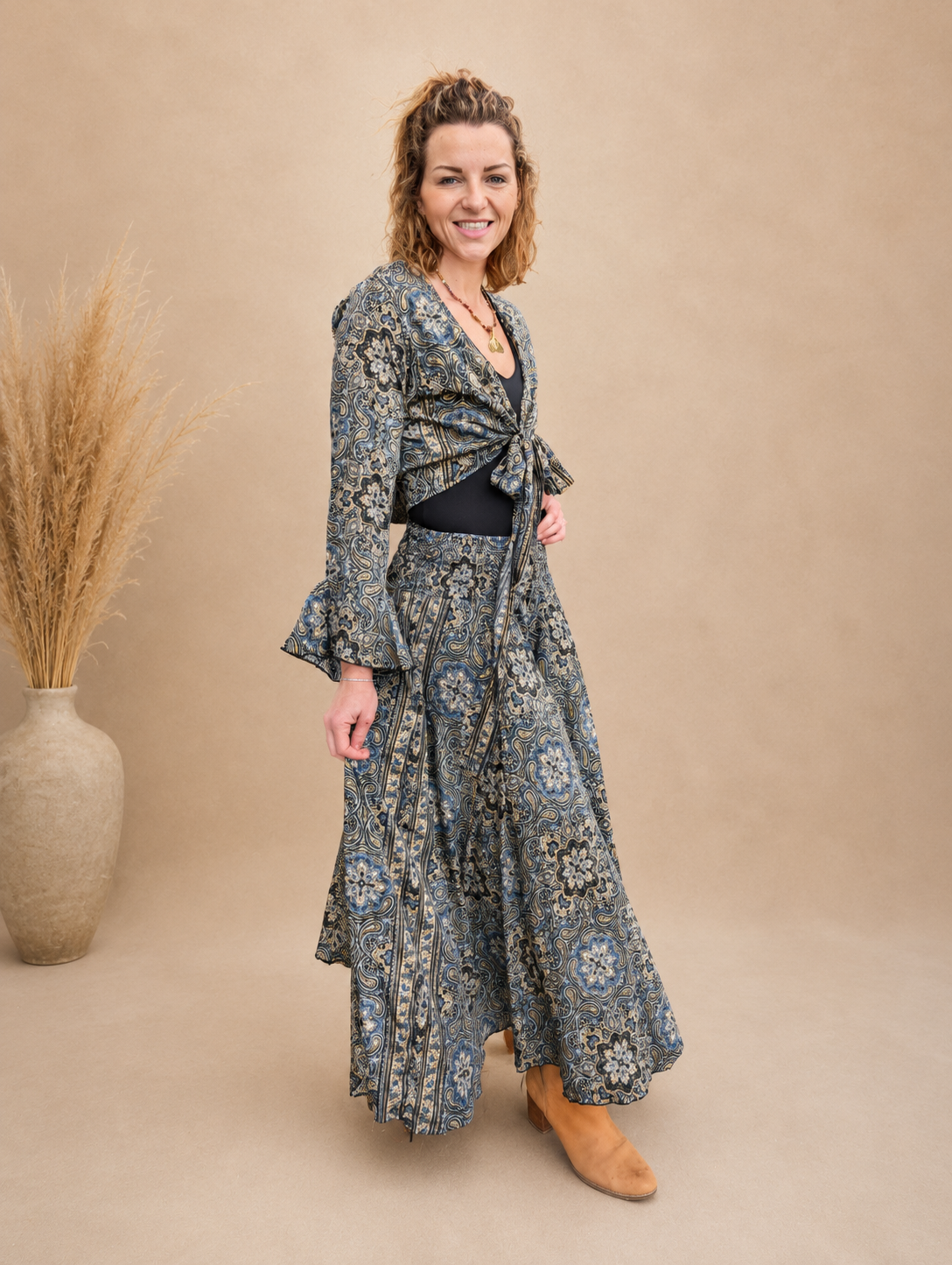 Silk Blend Wide-Leg Pants