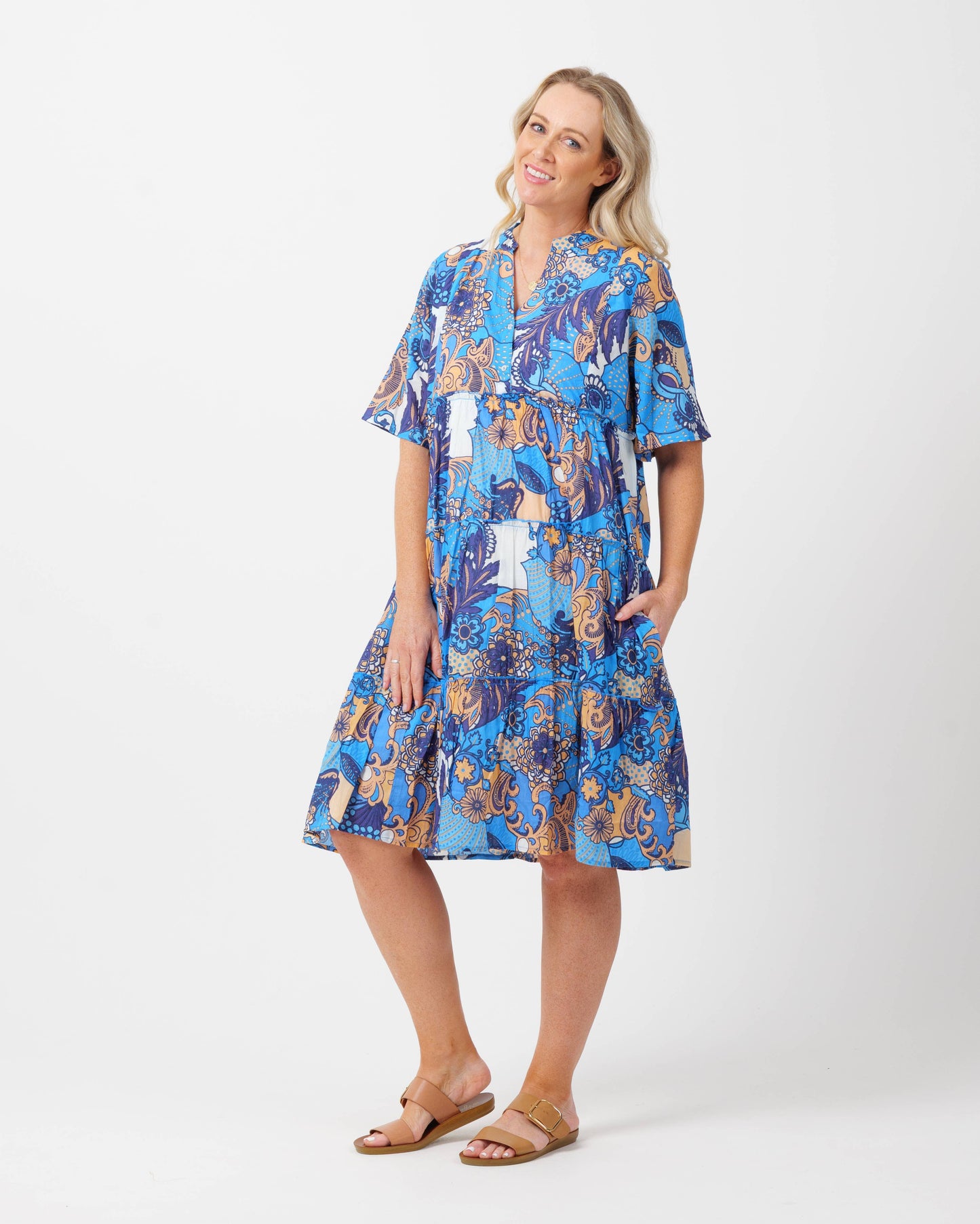 Castaway Dress in Kaleido Blue D357
