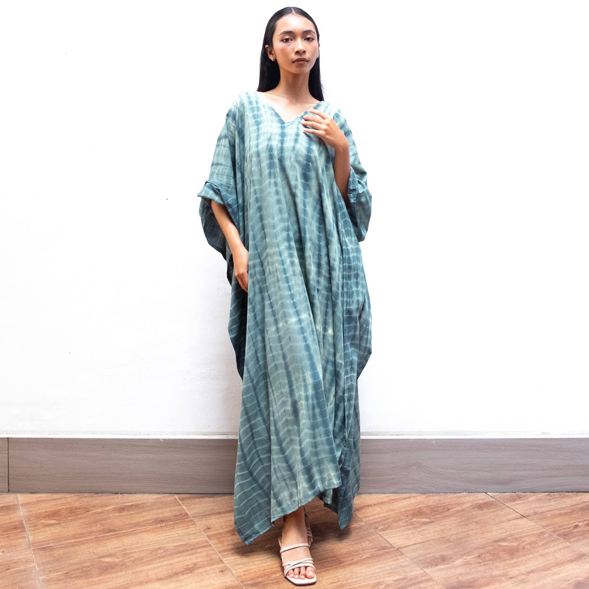 Tie Dye Kaftan Dress (Nude Green) Sun Lounge Resort Wear