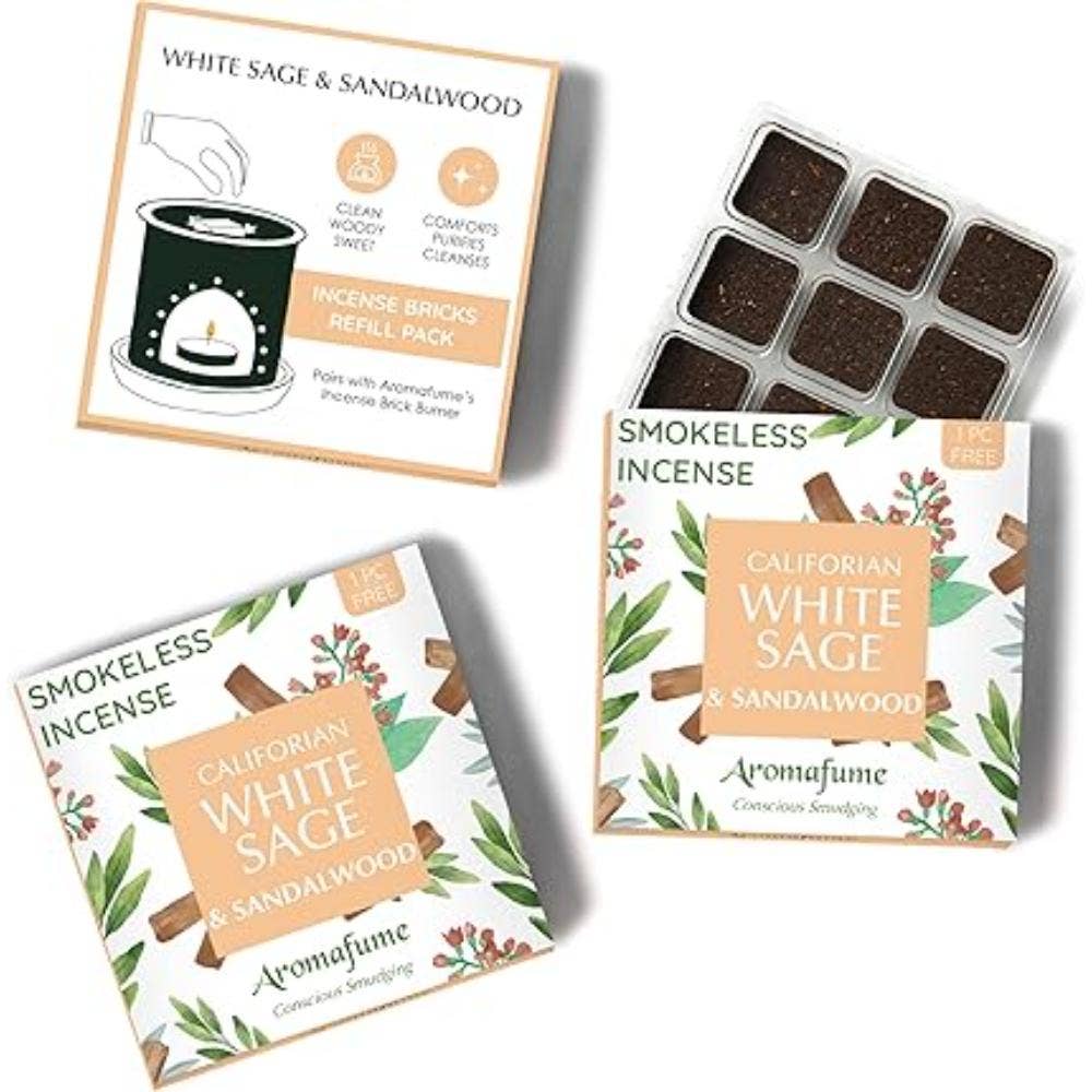 California White Sage & Sandalwood Incense Bricks Refills