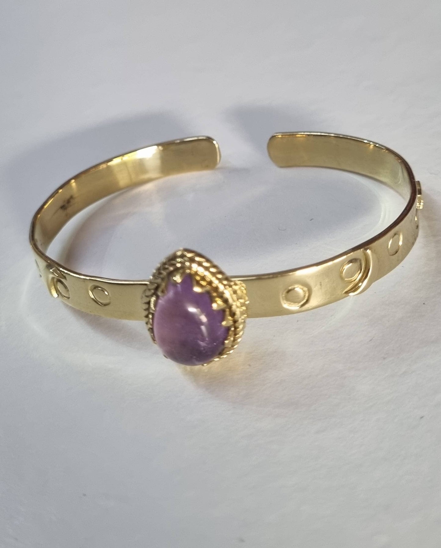 Brass & Amethyst Celestial Bangle