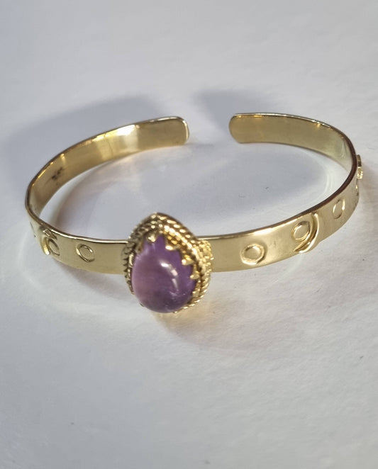 Brass & Amethyst Celestial Bangle