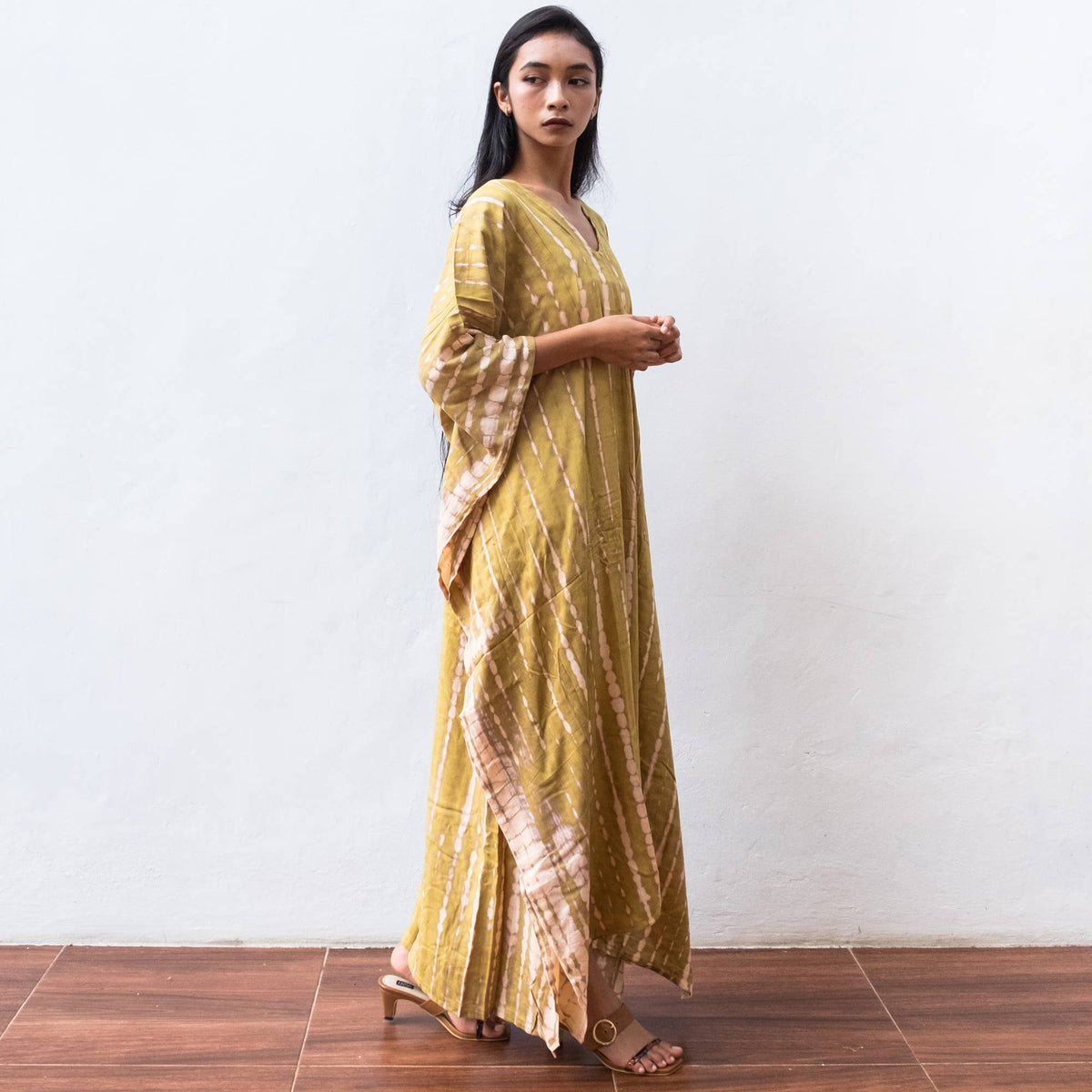 Tie Dye Kaftan Dress (Olive) Maternity Lounge Resort Wear