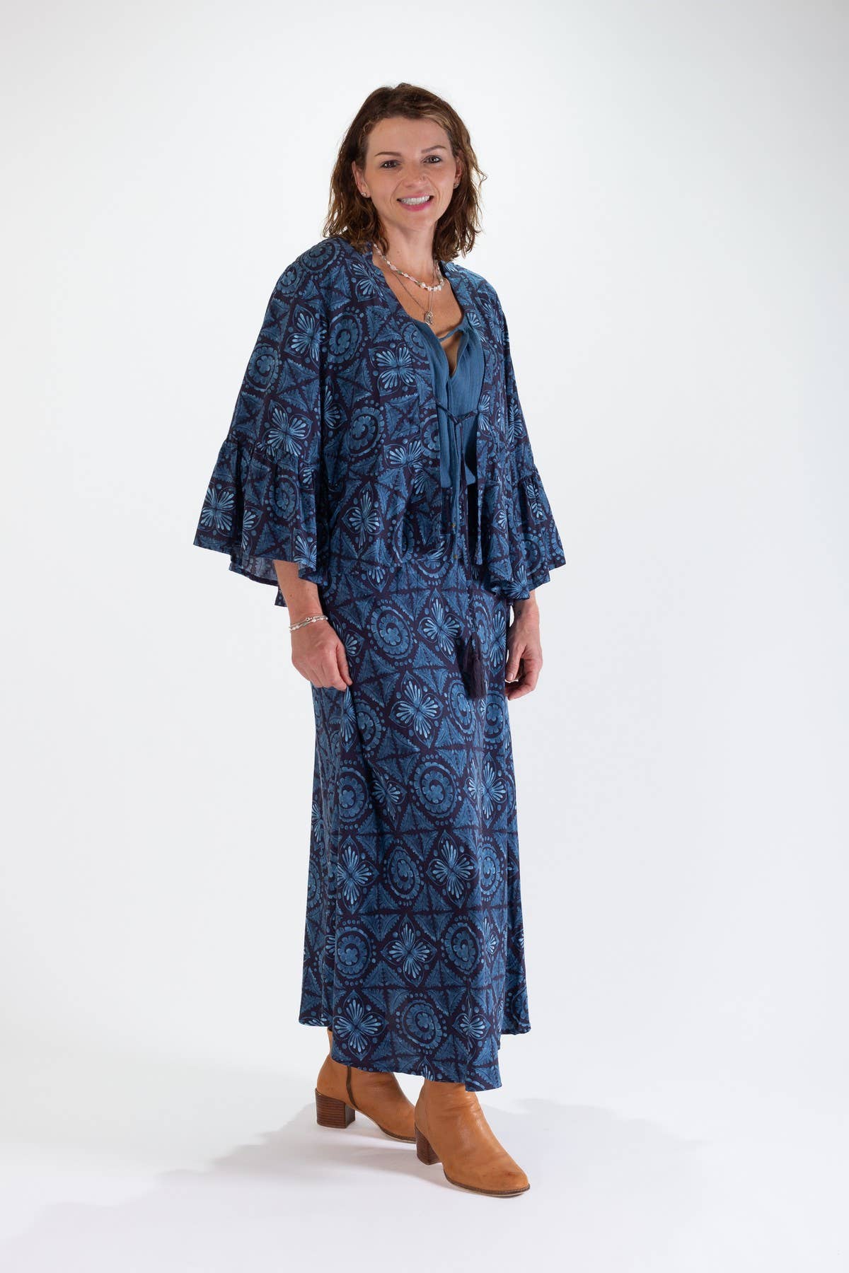 SANDY A-LINE MAXI SKIRT - BLUE