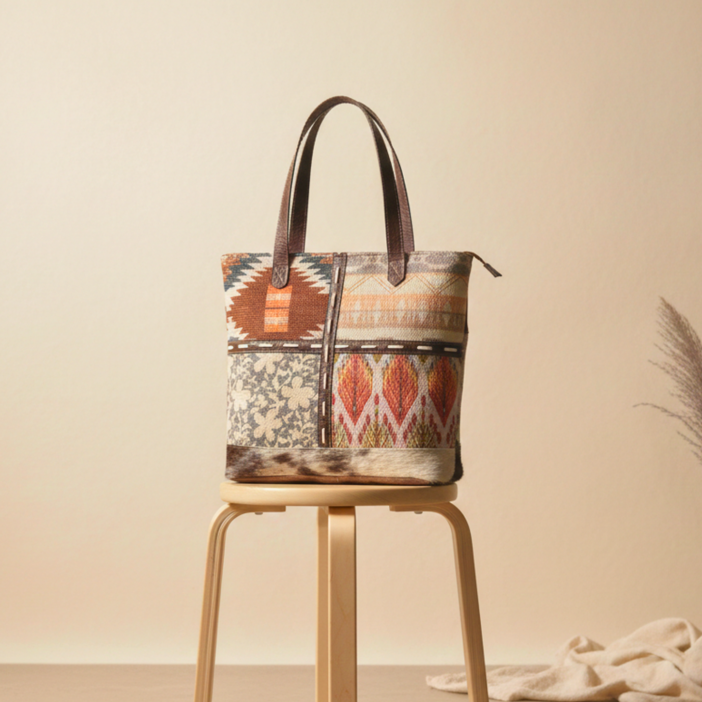 Trend Upcycled Canvas & Leather Tote Bag | Handmade Everyday