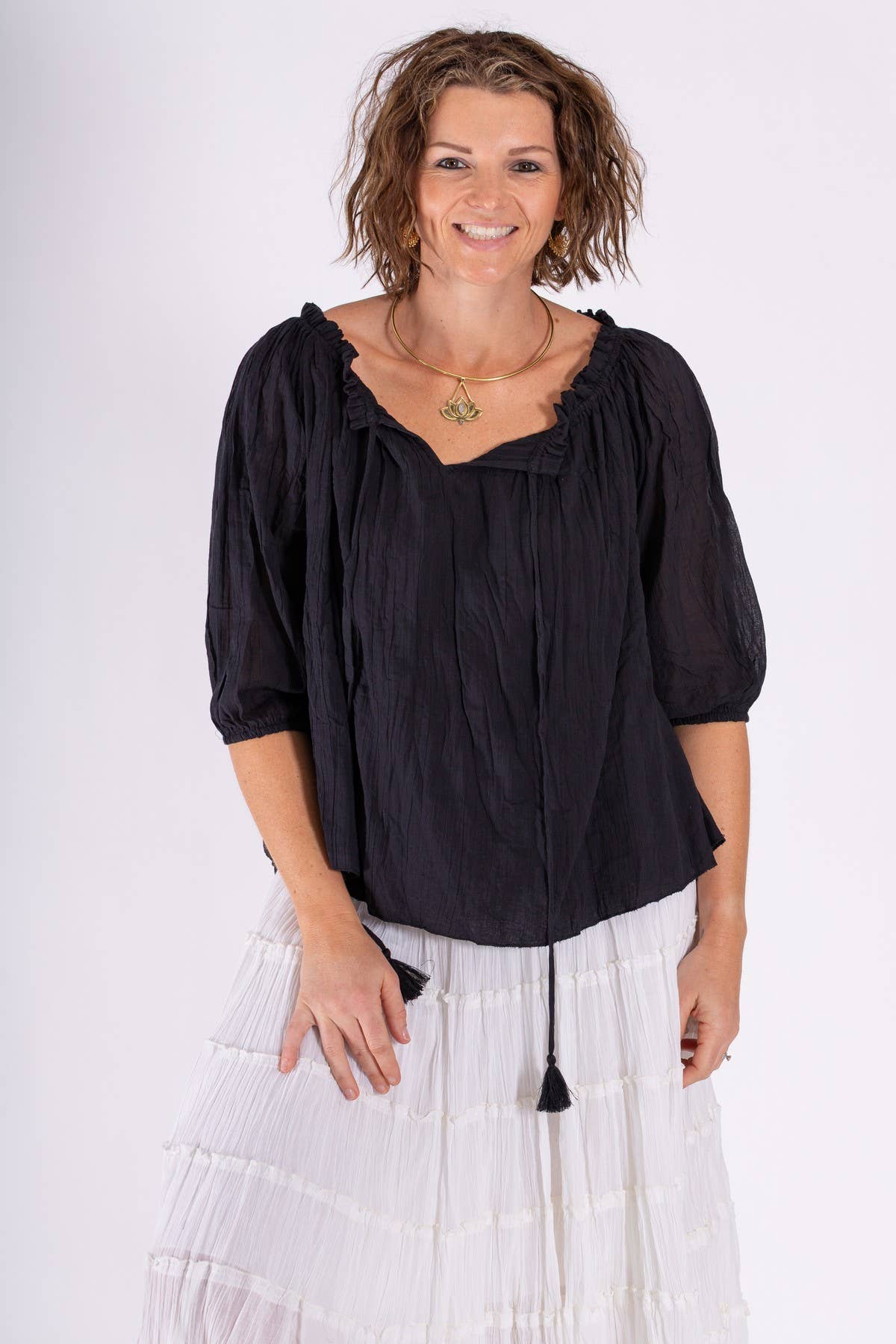 BOHO CHEESECLOTH COTTON GYPSY TOP