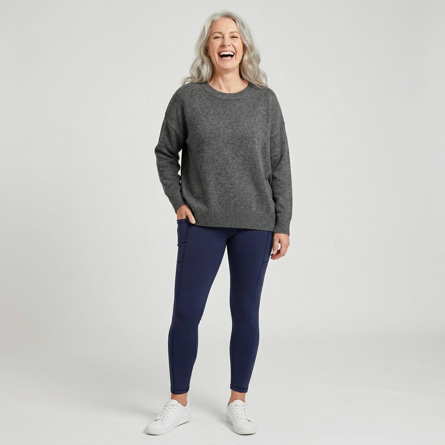 Navy Fleece Pocket Leggings