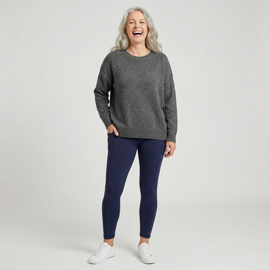 Navy Fleece Pocket Leggings