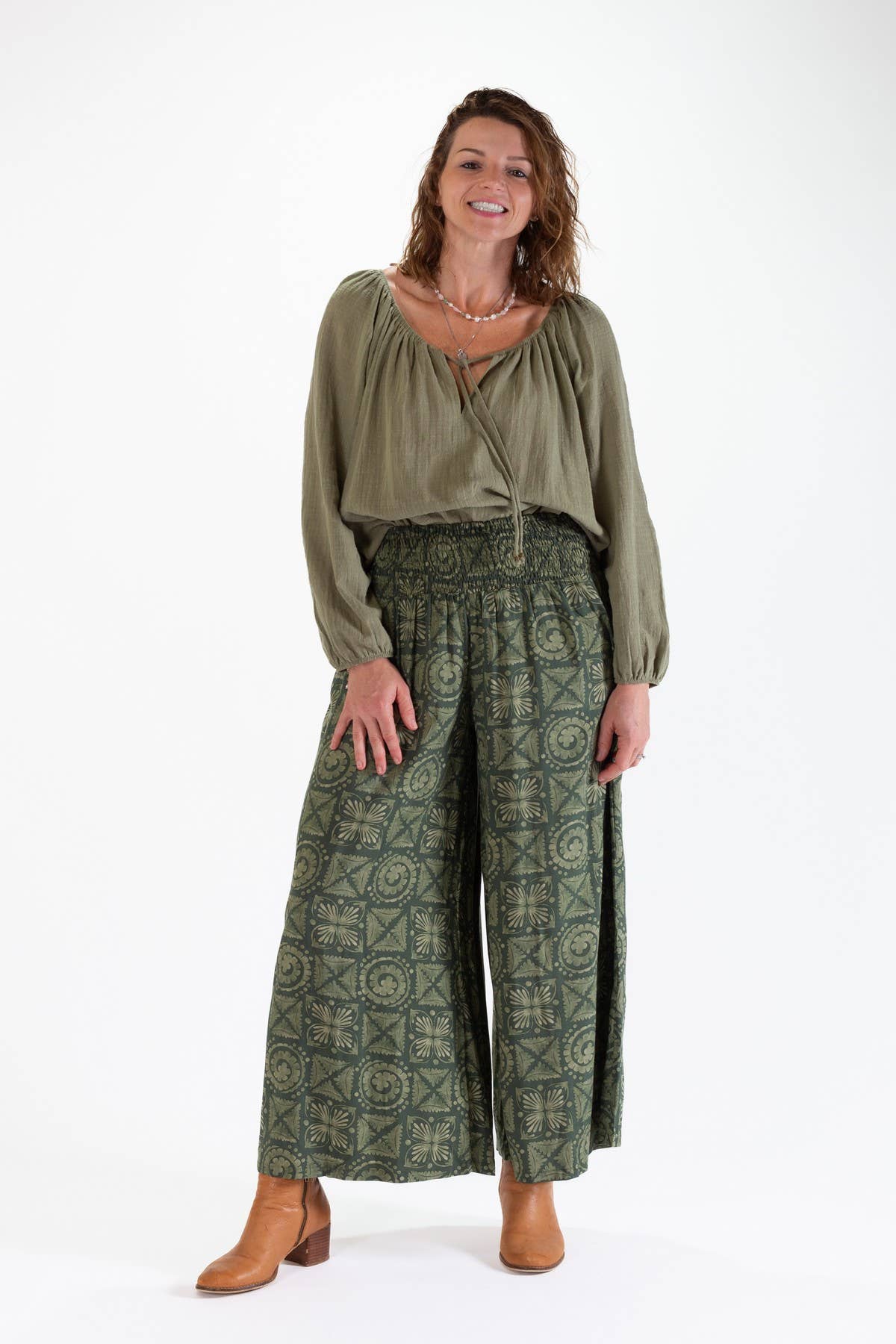 DOLLY WIDE LEGGED PANTS - GEOMETRIC PRINT