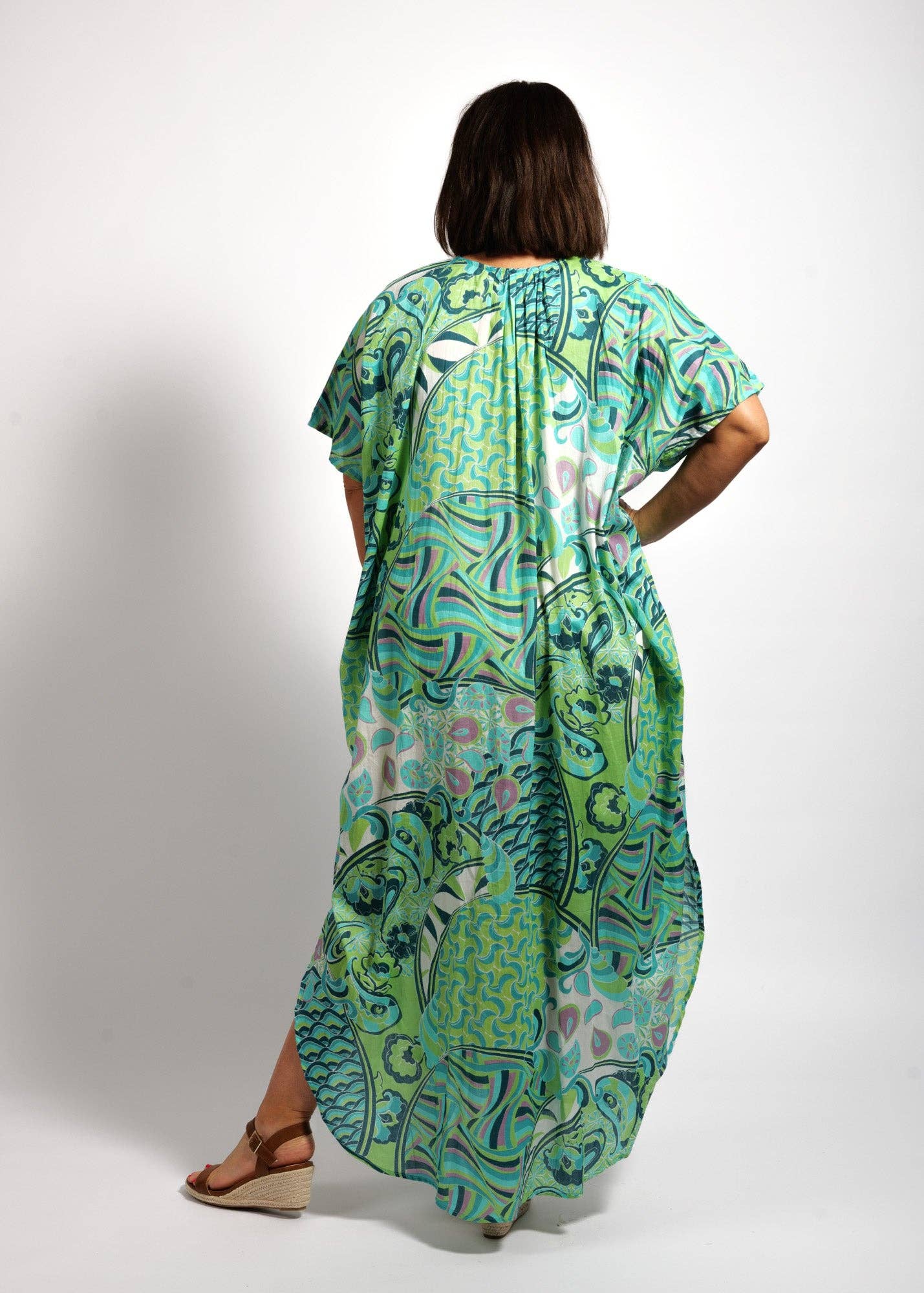 Isla Kaftan in Green Swirl D492