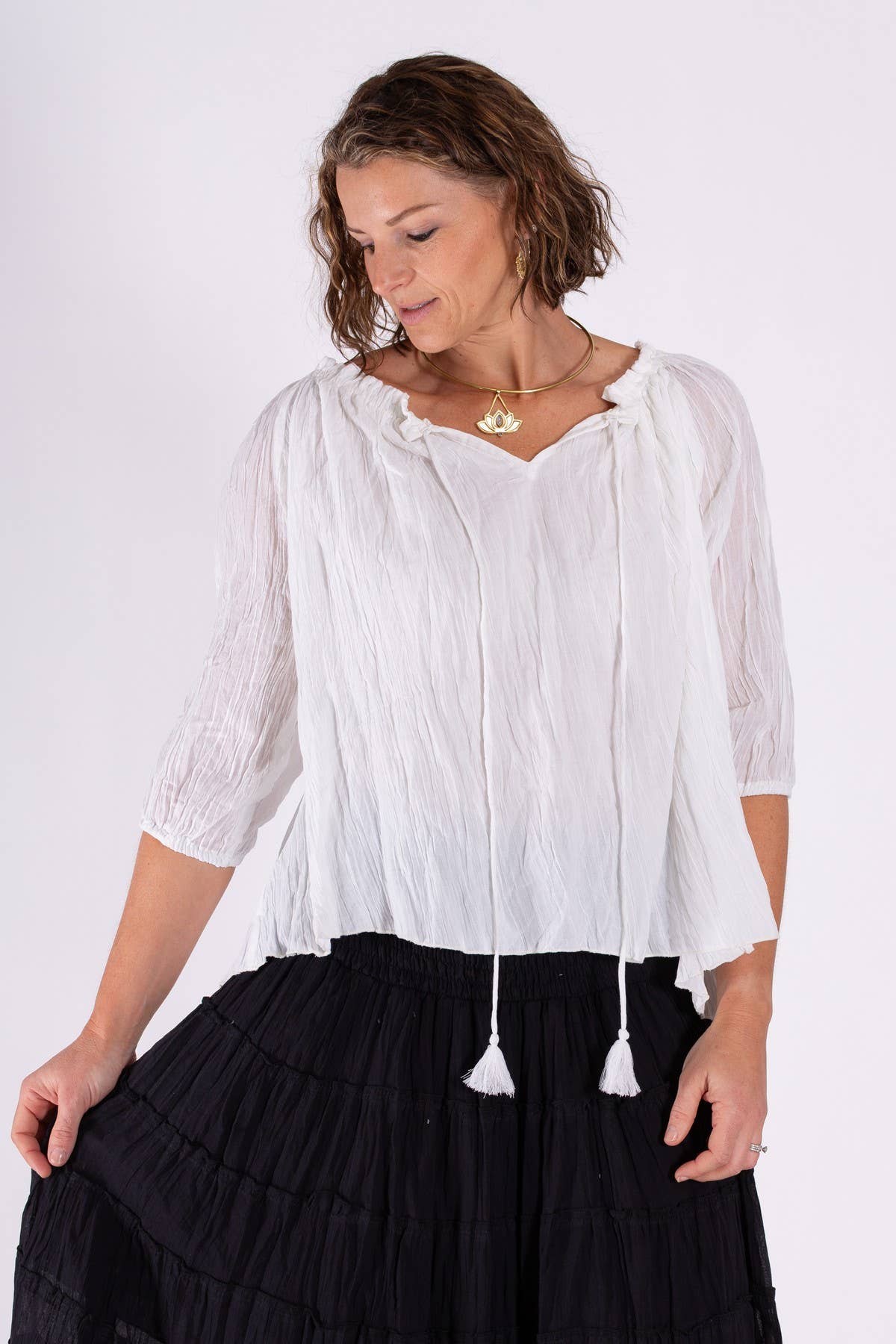 BOHO CHEESECLOTH COTTON GYPSY TOP