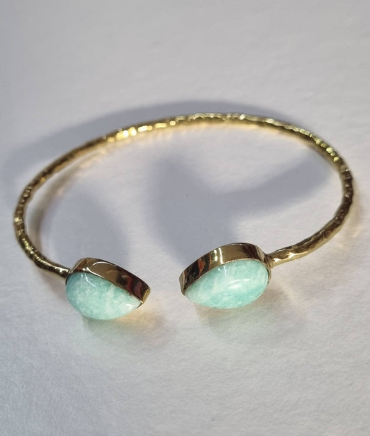 Brass & Tear Drop Amazonite Bangle