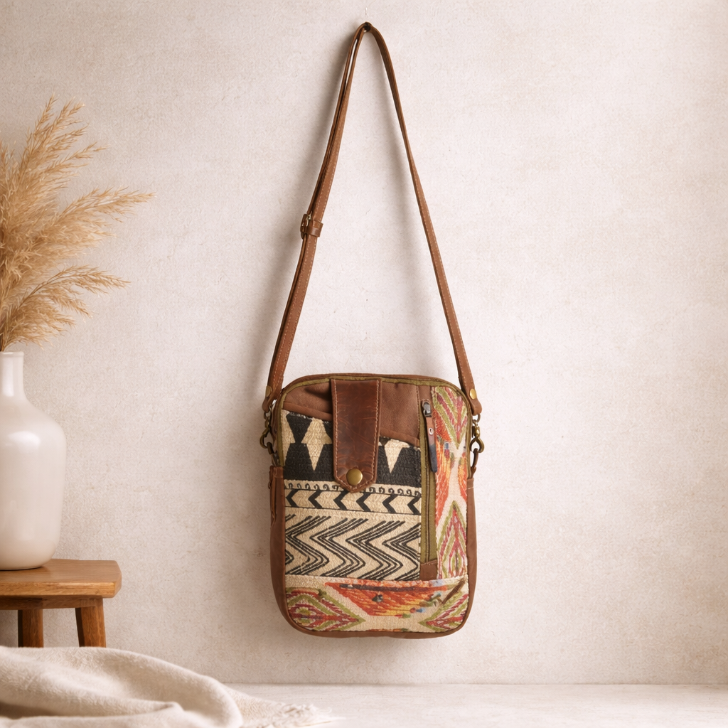 Jas Upcycled Canvas & Leather Crossbody Bag Handmade (Copy)