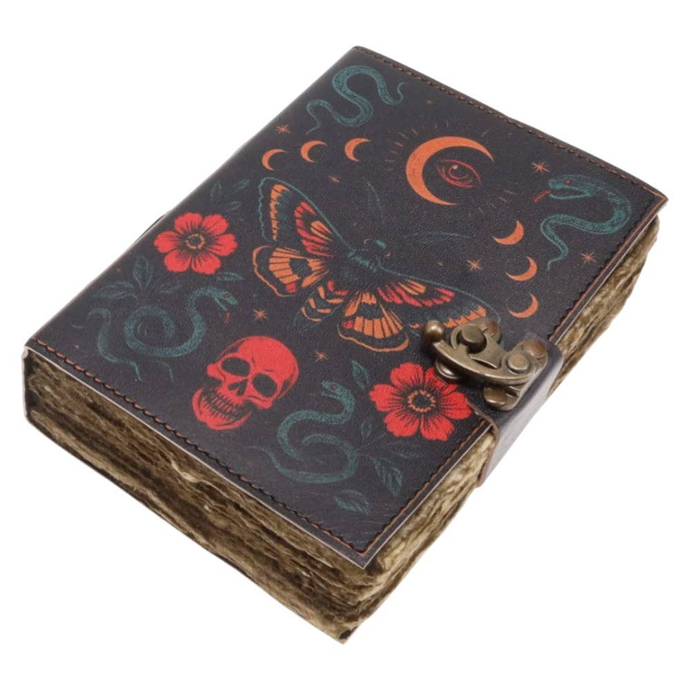 Luna Moth Butterfly Leather Journal 12.5cm x 17.5cm