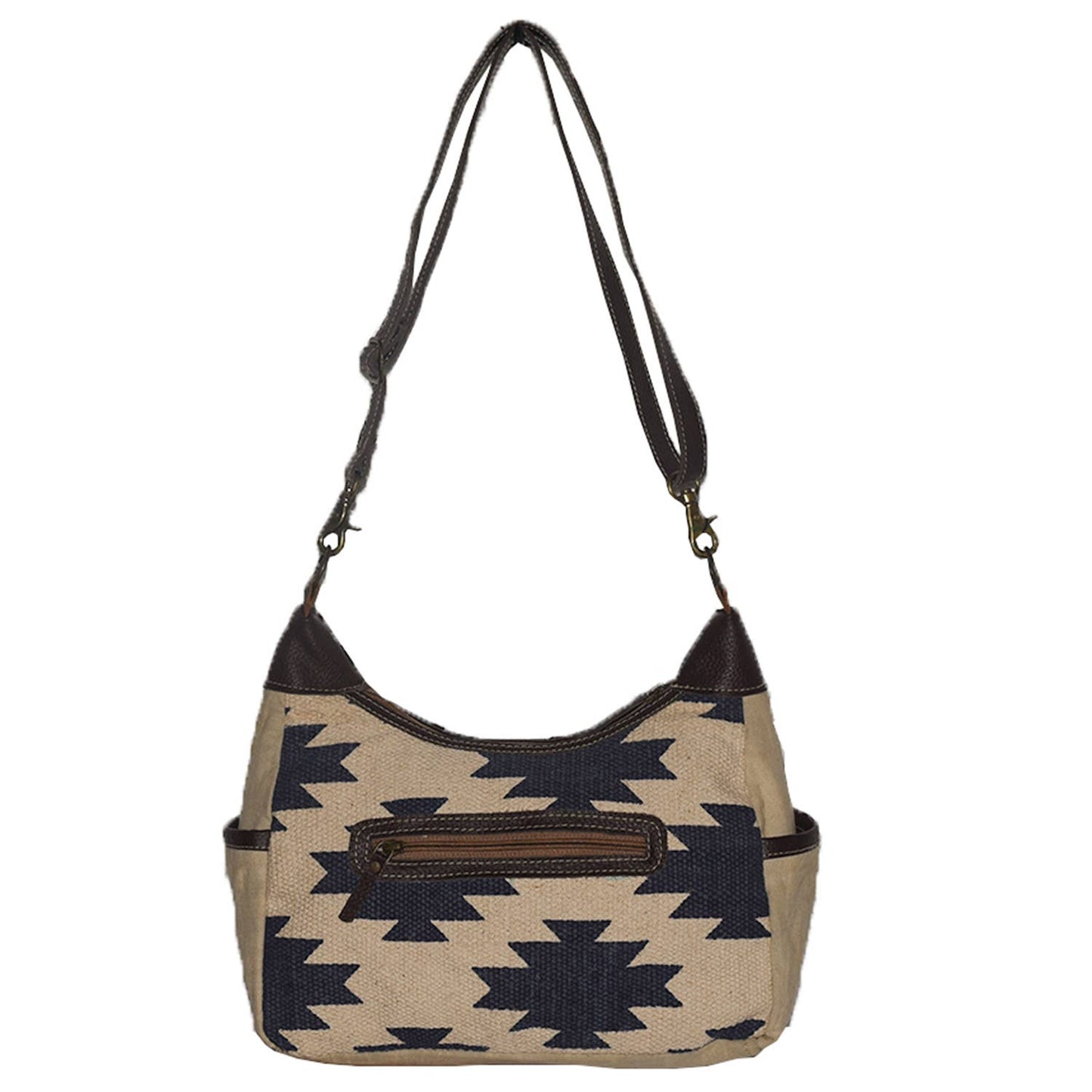 Canvas Rug & Leather Jello Shoulder Bag