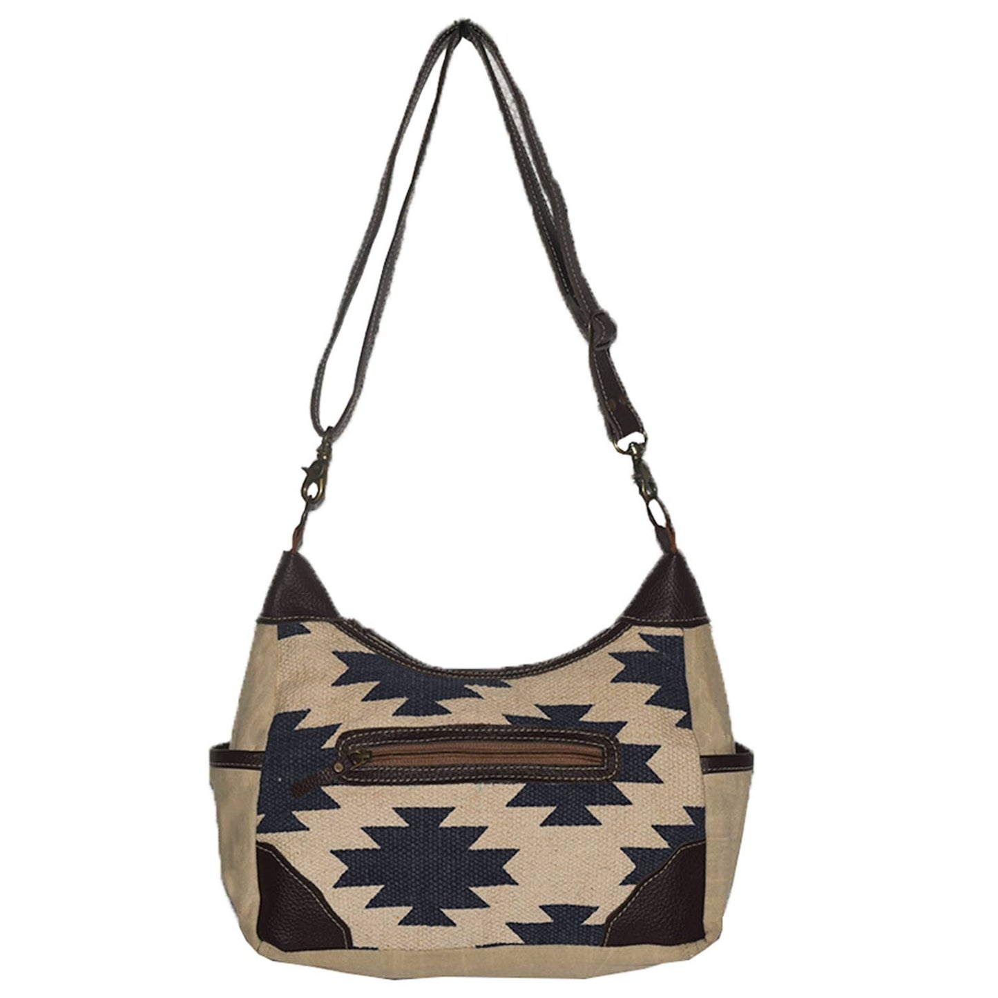 Canvas Rug & Leather Jello Shoulder Bag