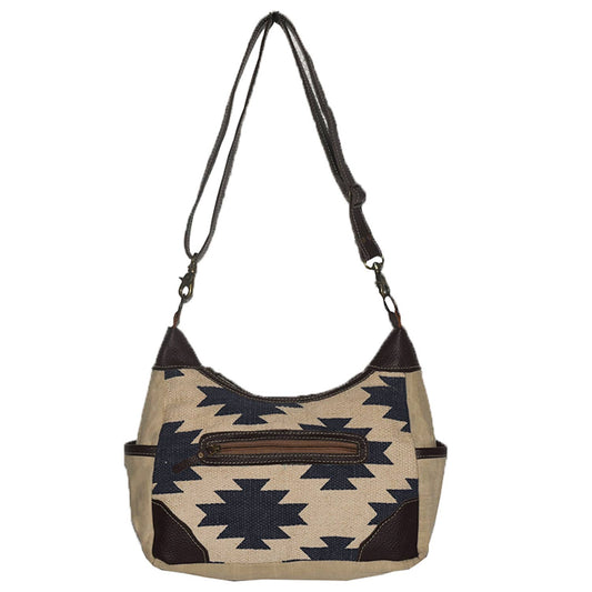 Canvas Rug & Leather Jello Shoulder Bag