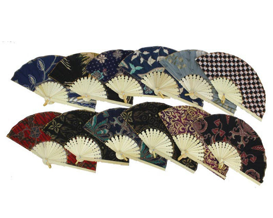 23cm Fabric/Bamboo Fan Asstd Designs
