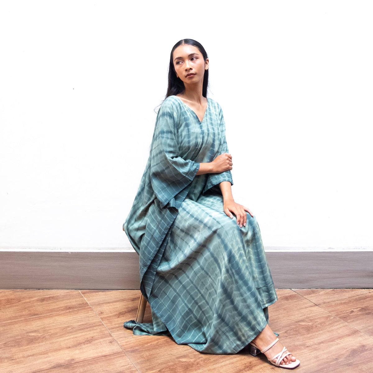Tie Dye Kaftan Dress (Nude Green) Sun Lounge Resort Wear