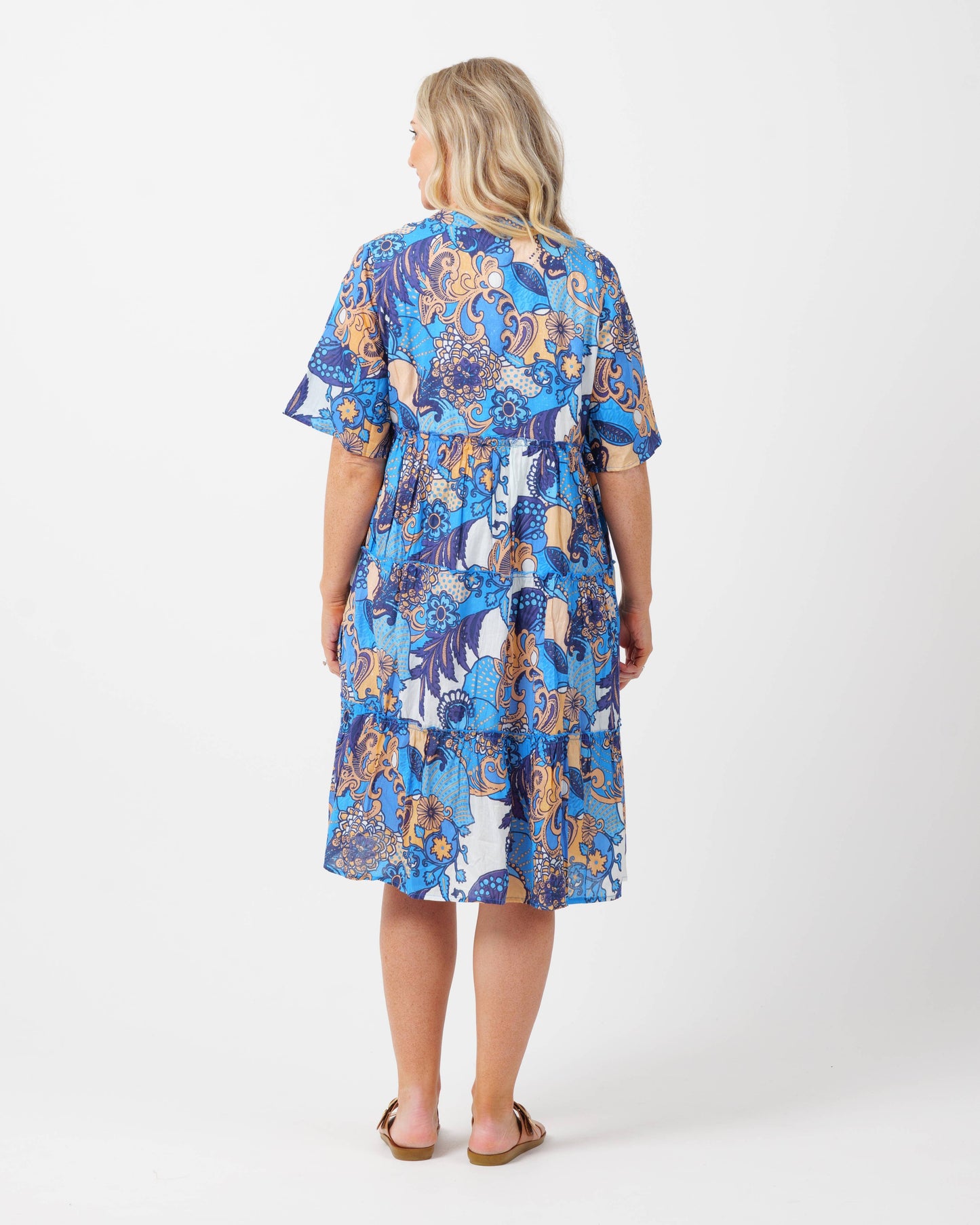 Castaway Dress in Kaleido Blue D357